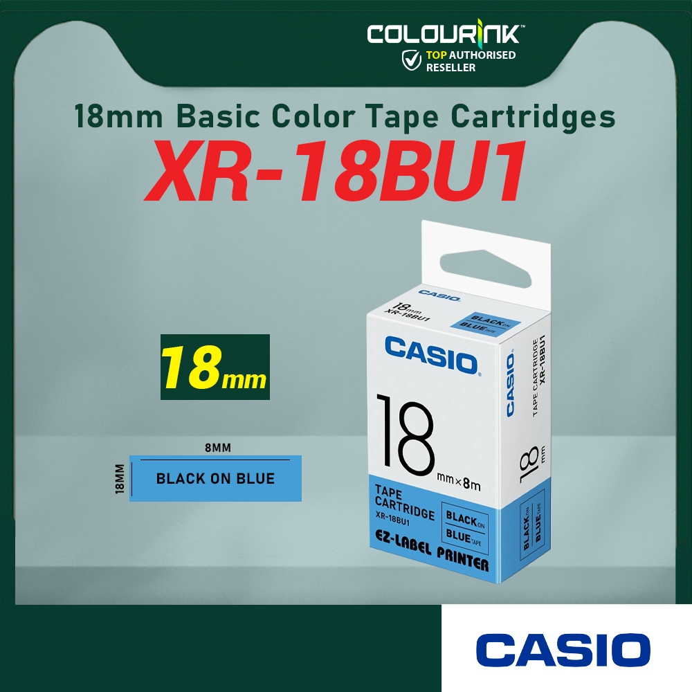 CASIO ORIGINAL GENUINE 18MM EZ LABEL TAPE FOR KL-120 KL-130 KL-820 KL-60 KL-HD1 KL-8400 KL-G2