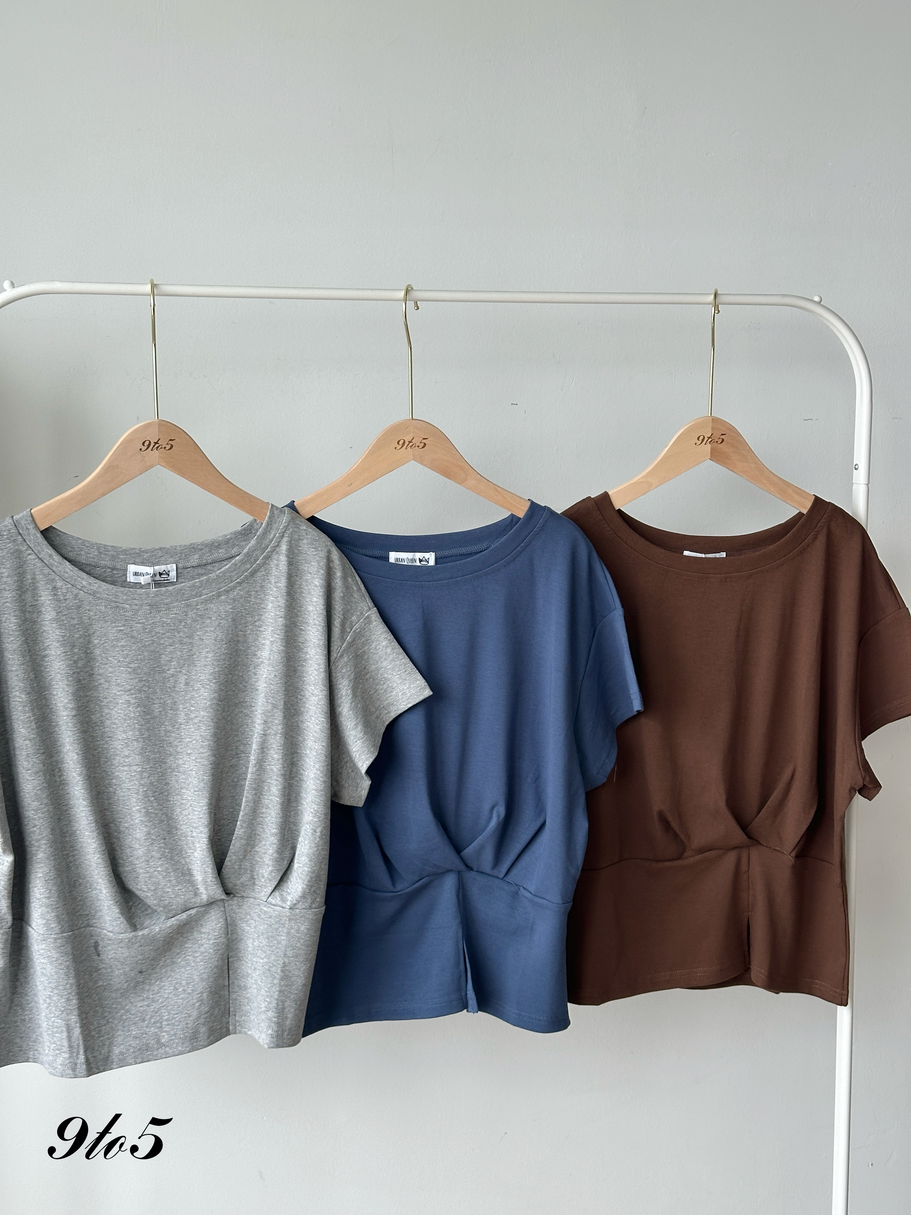T4188 Short Sleeve Ruched Tee - 5 Colors 