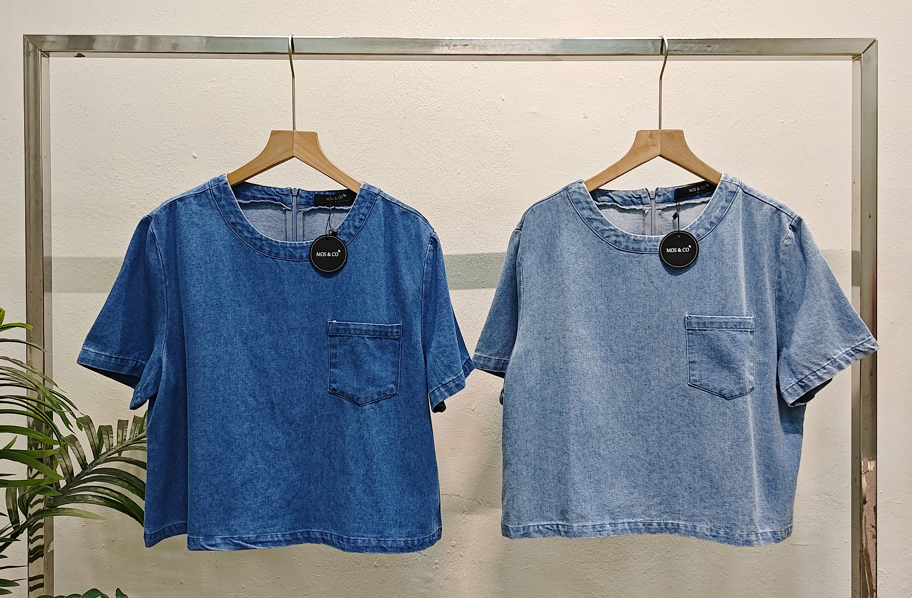 Z01379 Short Sleeve Denim Top