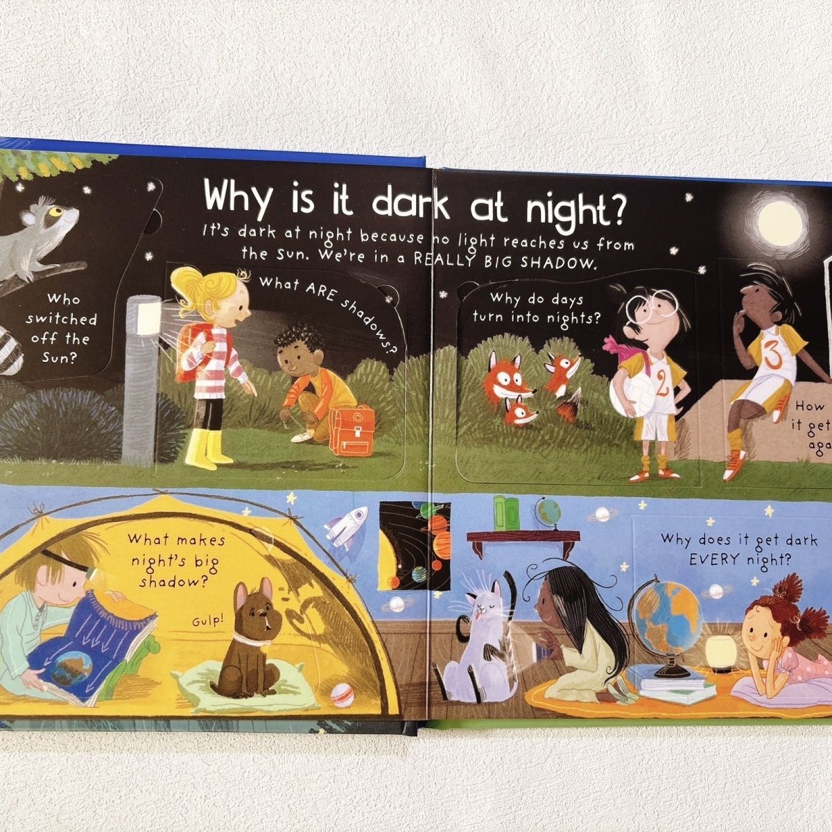 Usborne Lift-the-flap USBORNE First Questions and Answers Why is dark at night ?