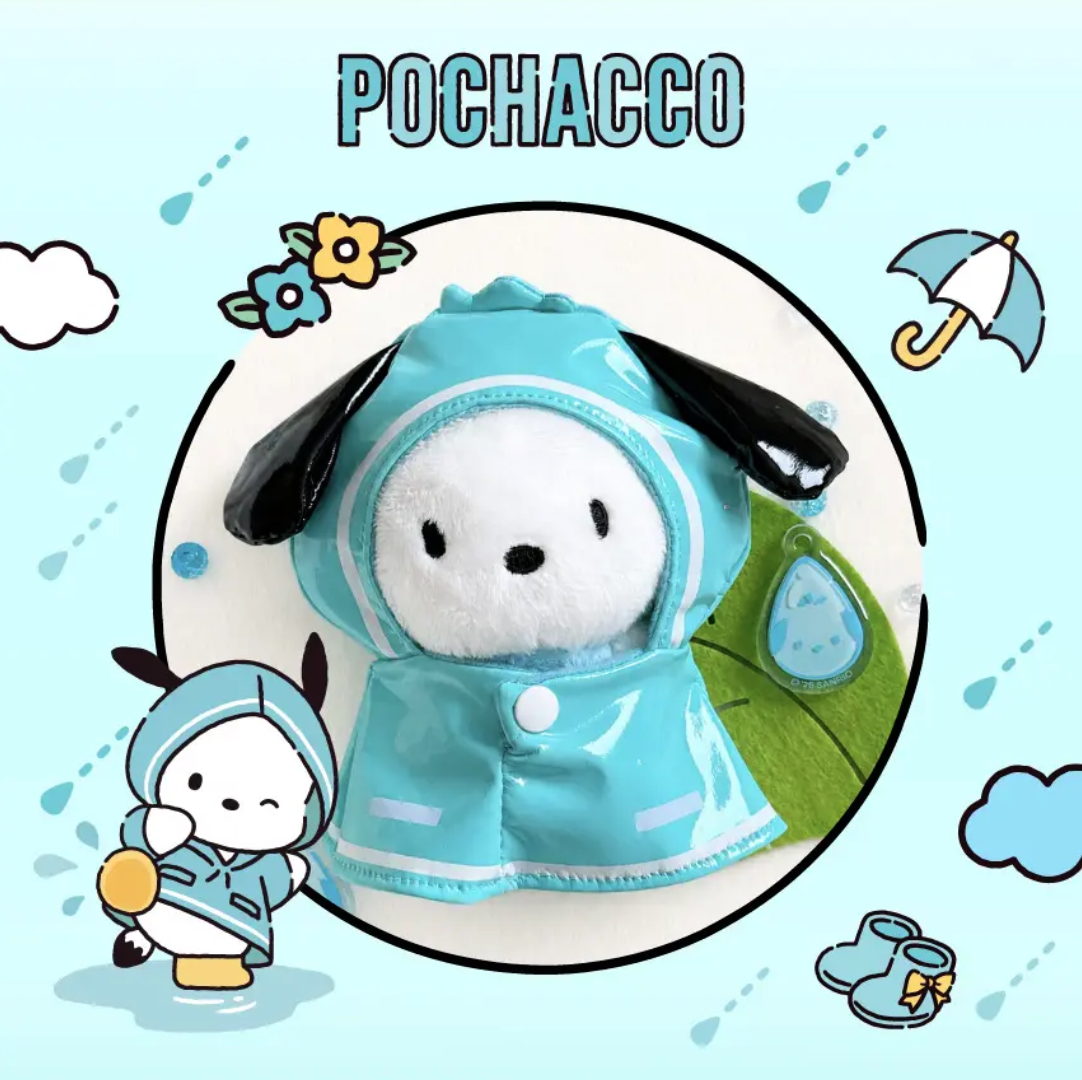 韓國Olive Young x Sanrio 角色 雨衣造型 公仔吊飾鎖匙扣 ｜Rainy Day Plush Keyring