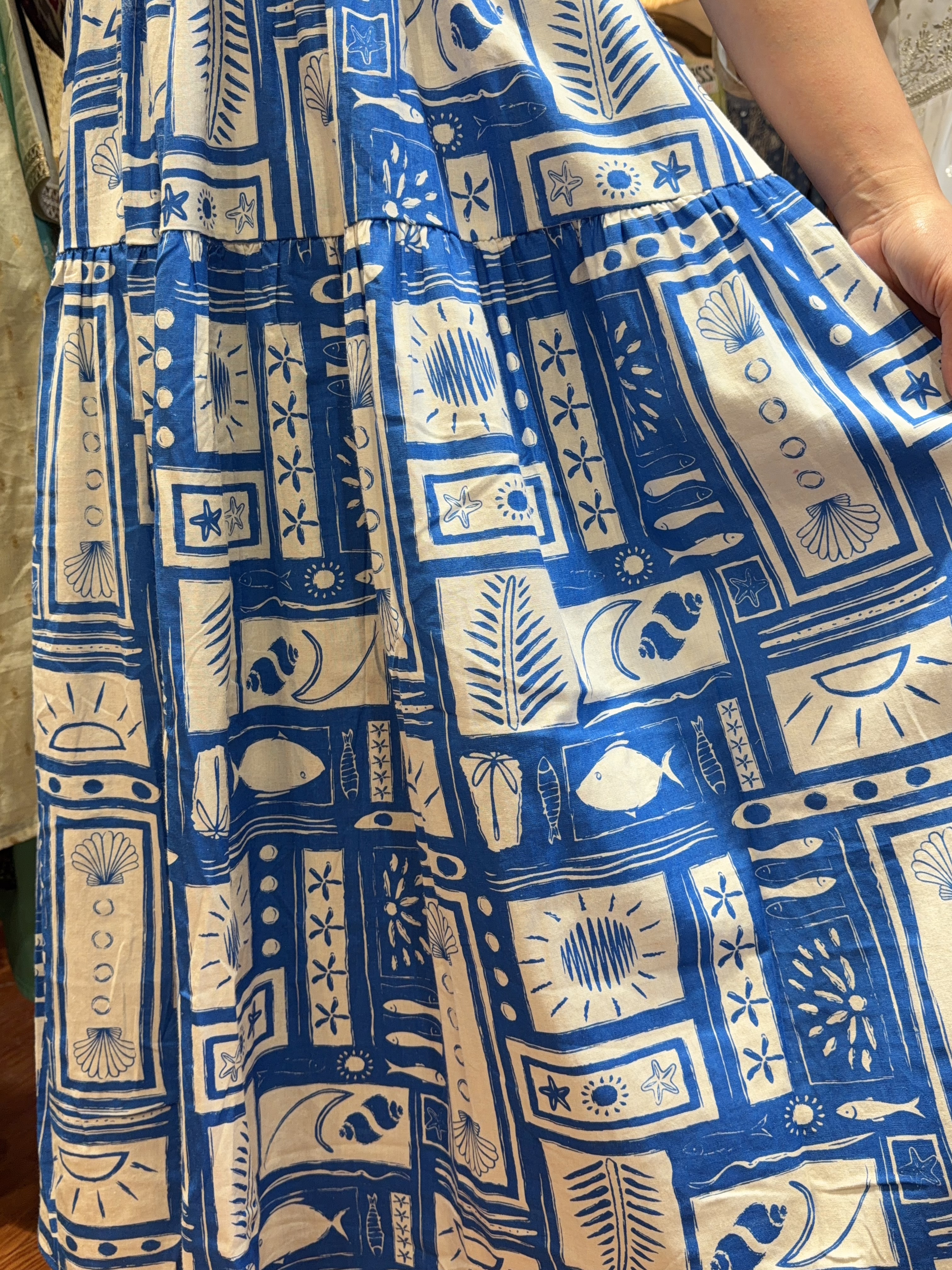  2294 Blue White Fish Print SL OP