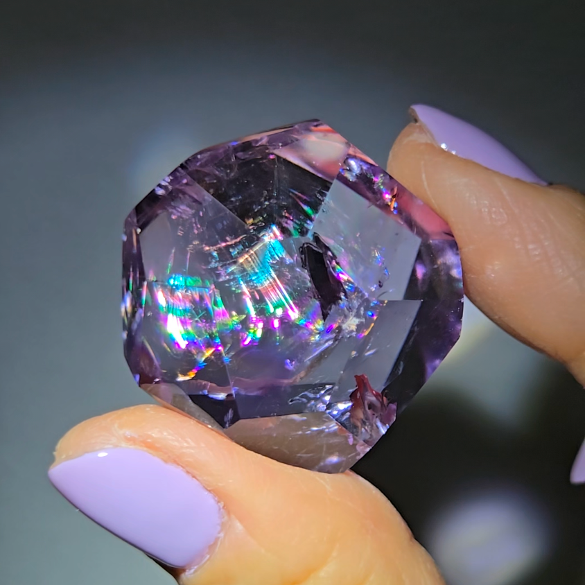 Amethyst pocket stone with stunning rainbows - AME61