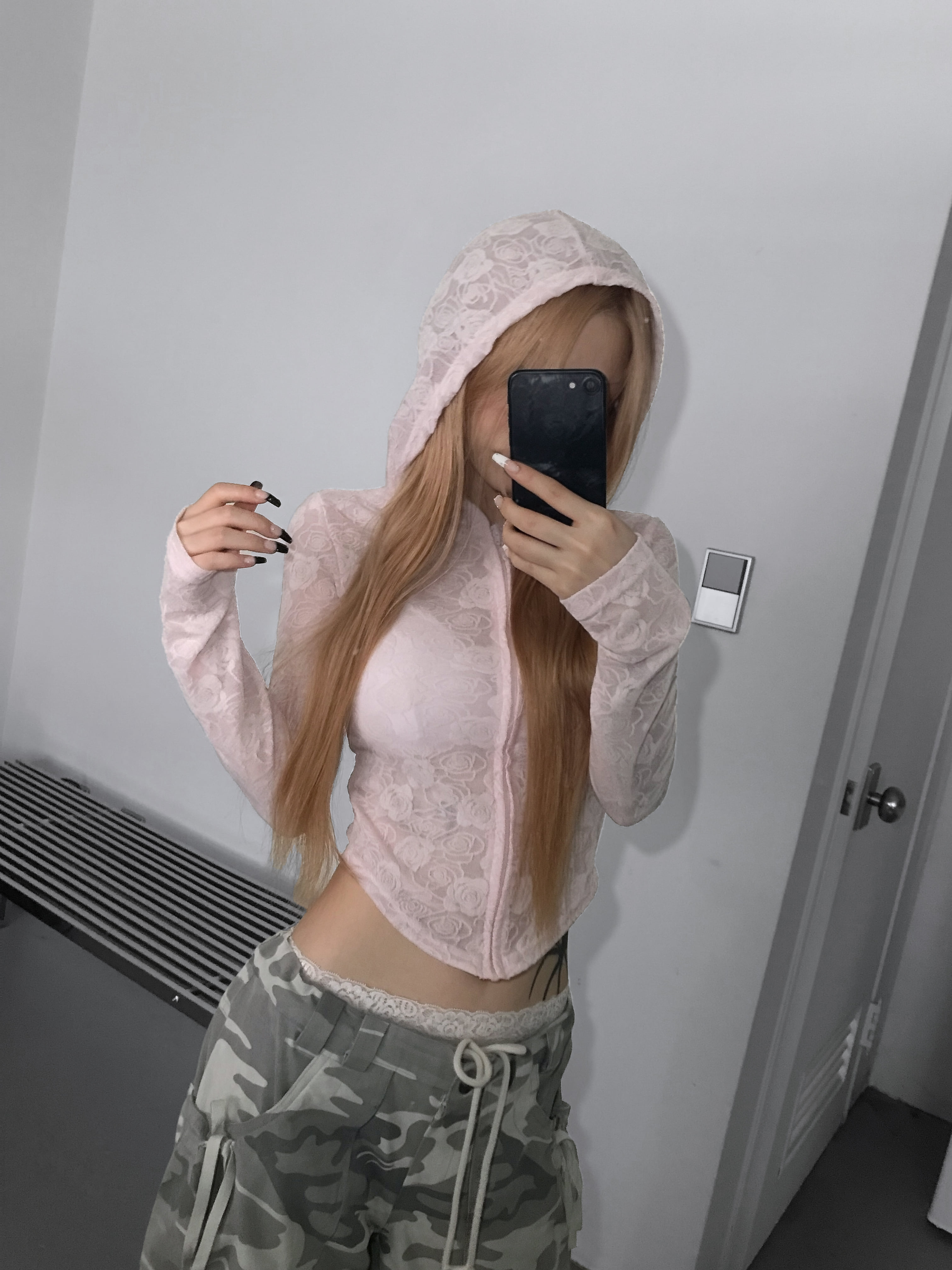 Floral Lace Zip-Up Hoodie