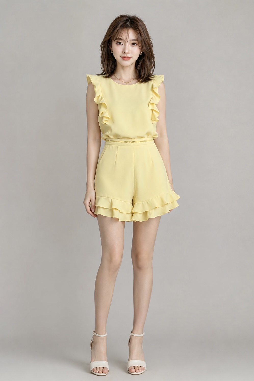 303596 Elara Ruffle Trim Sleeveless Top