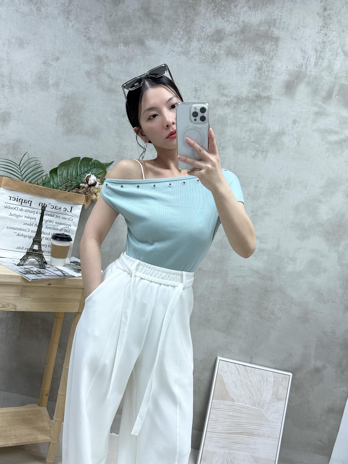 G15 斜膊鍋釘棉質Top