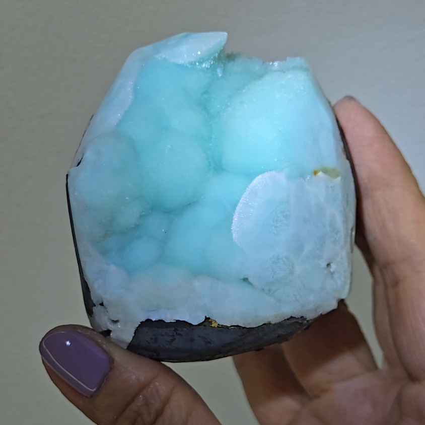Blue aragonite with botryoidal bubble formations - AR55