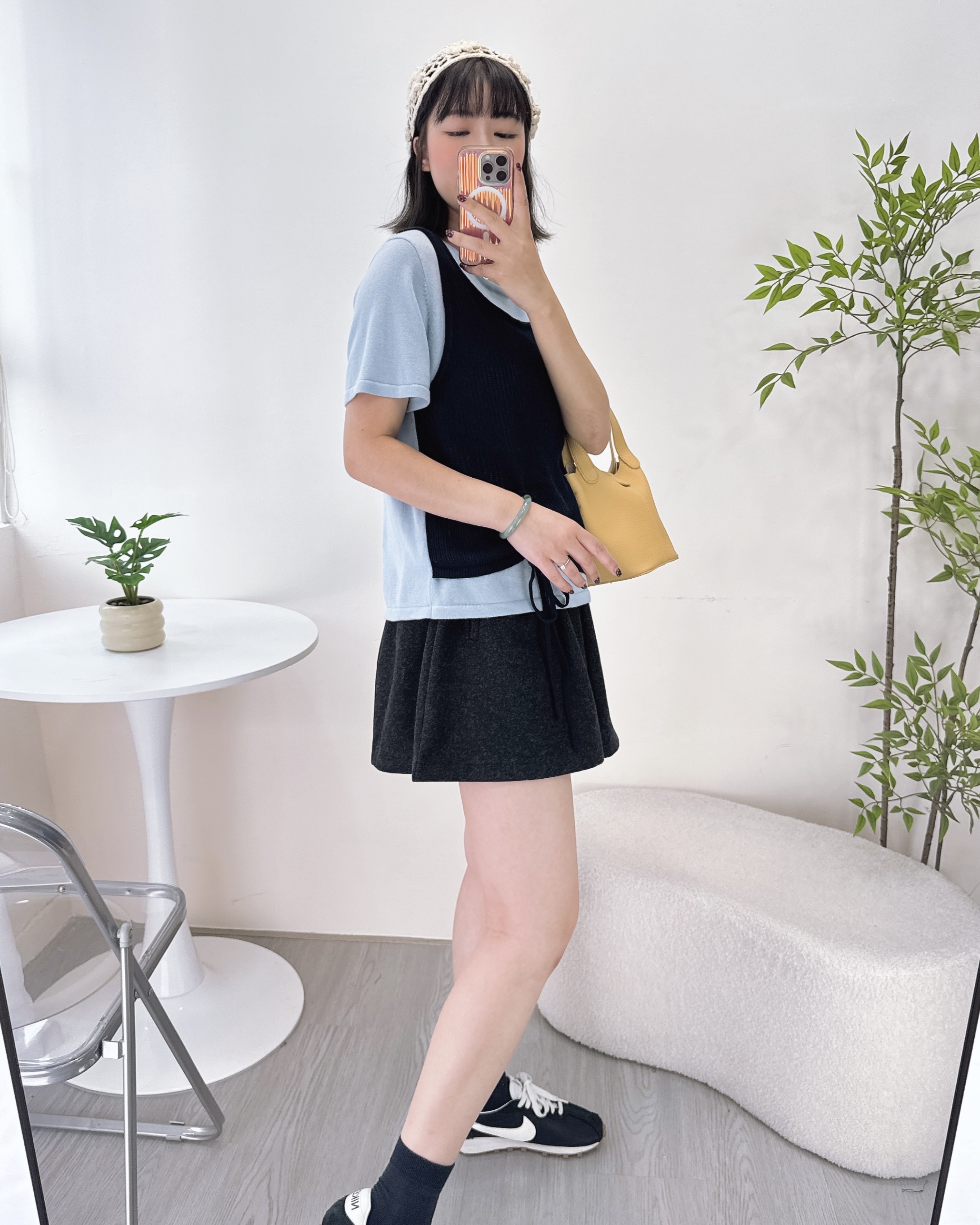 超軟熟假兩件針織線棉上衣 2色