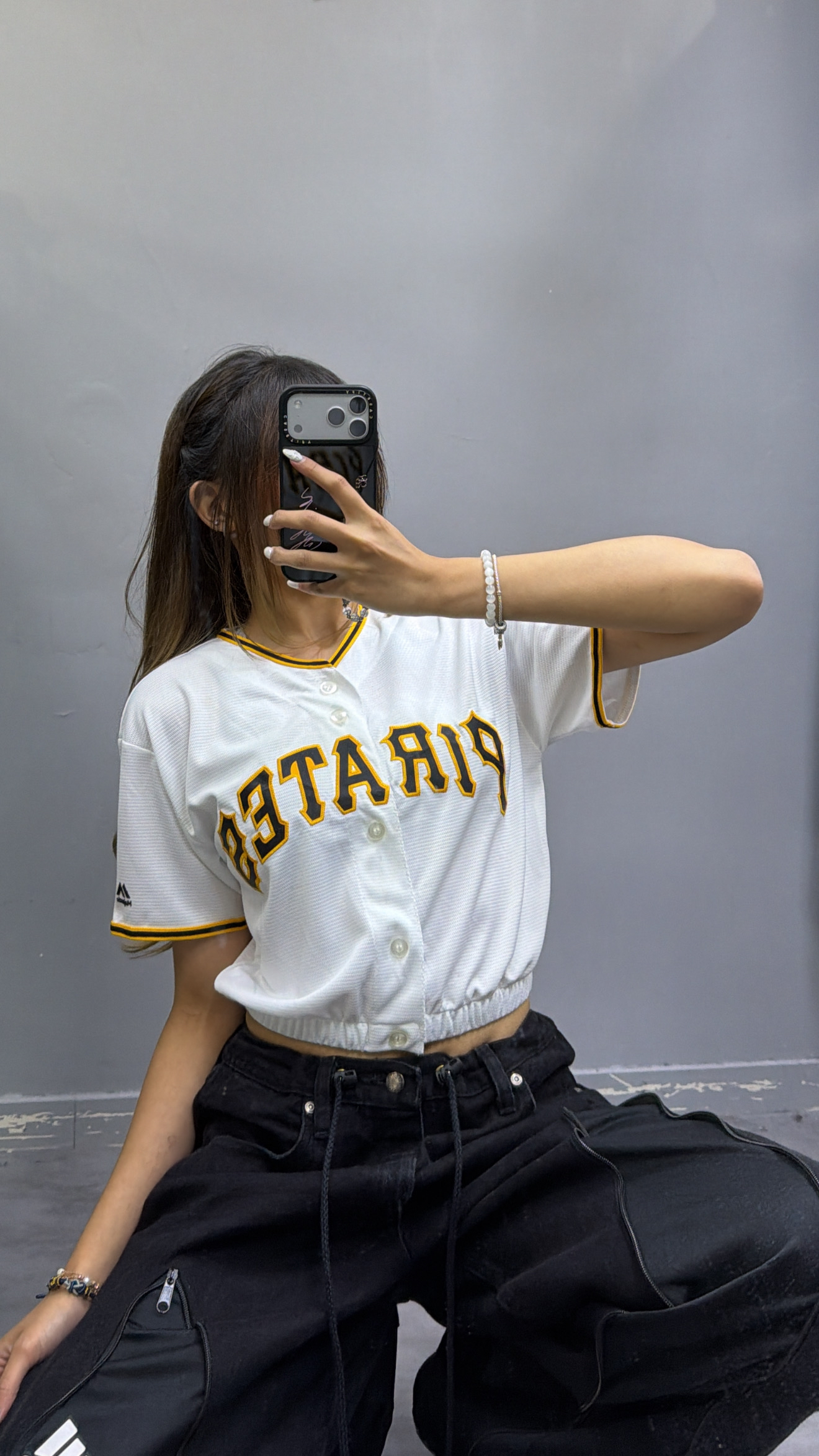 Remake baseball Crop Top -白色