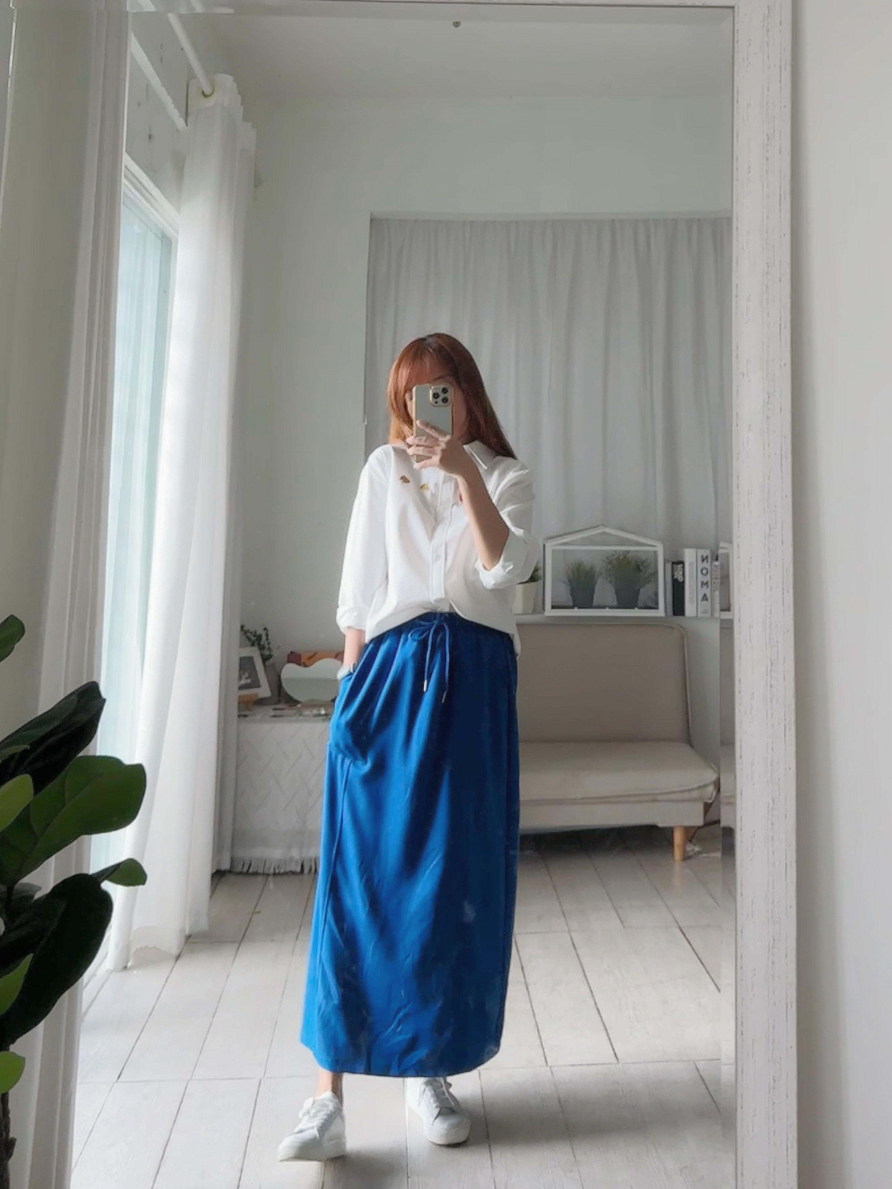 纯色系运动风七分半裙