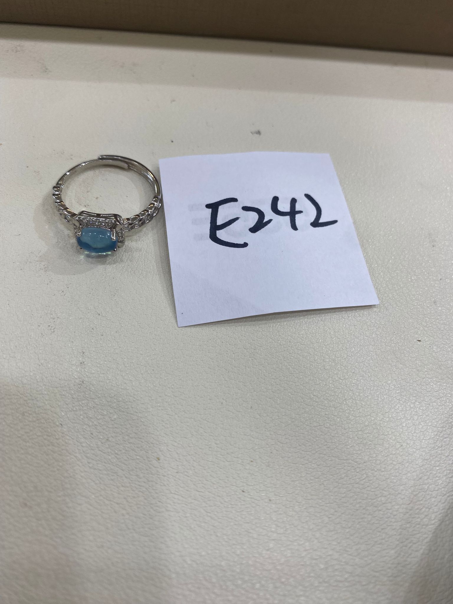 E242 純銀海藍寶天使方戒指