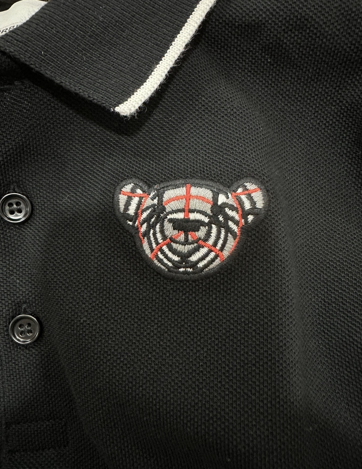 Burberry 經典格仔熊仔黑色polo shirt（童裝6歲碼）