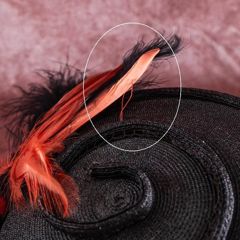 Vintage 1950s Montreal Made VOGUE Charcoal Grey Straw Half Hat with Feather