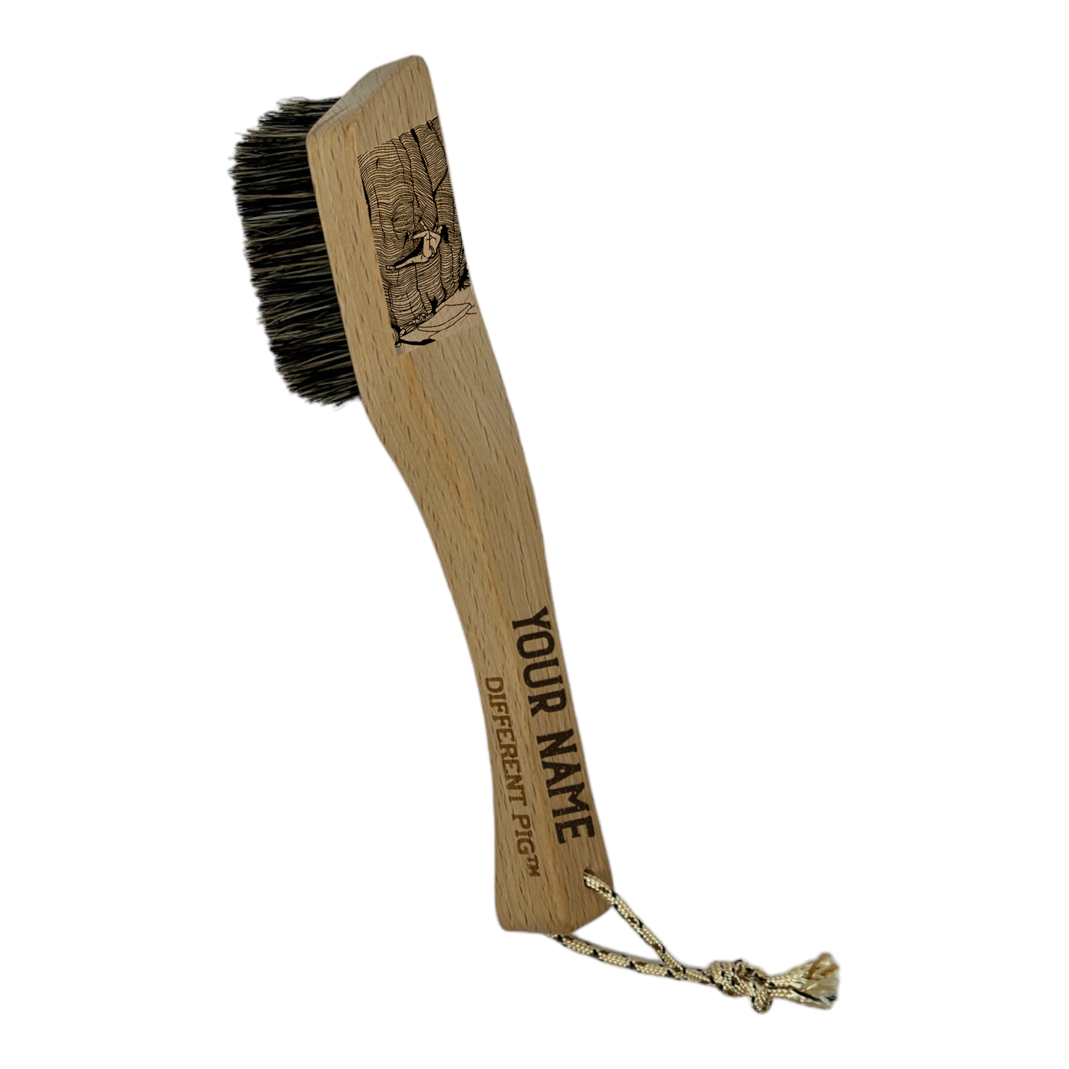 【來圖訂製】𝗗𝗜𝗙𝗙𝗘𝗥𝗘𝗡𝗧 𝗣𝗜𝗚™ OG brush with paracord fully customised by you 刻圖大豬攀岩掃