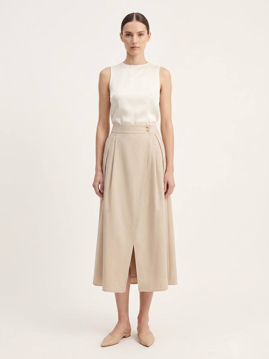 W6806 - High Waist Midi Skirt