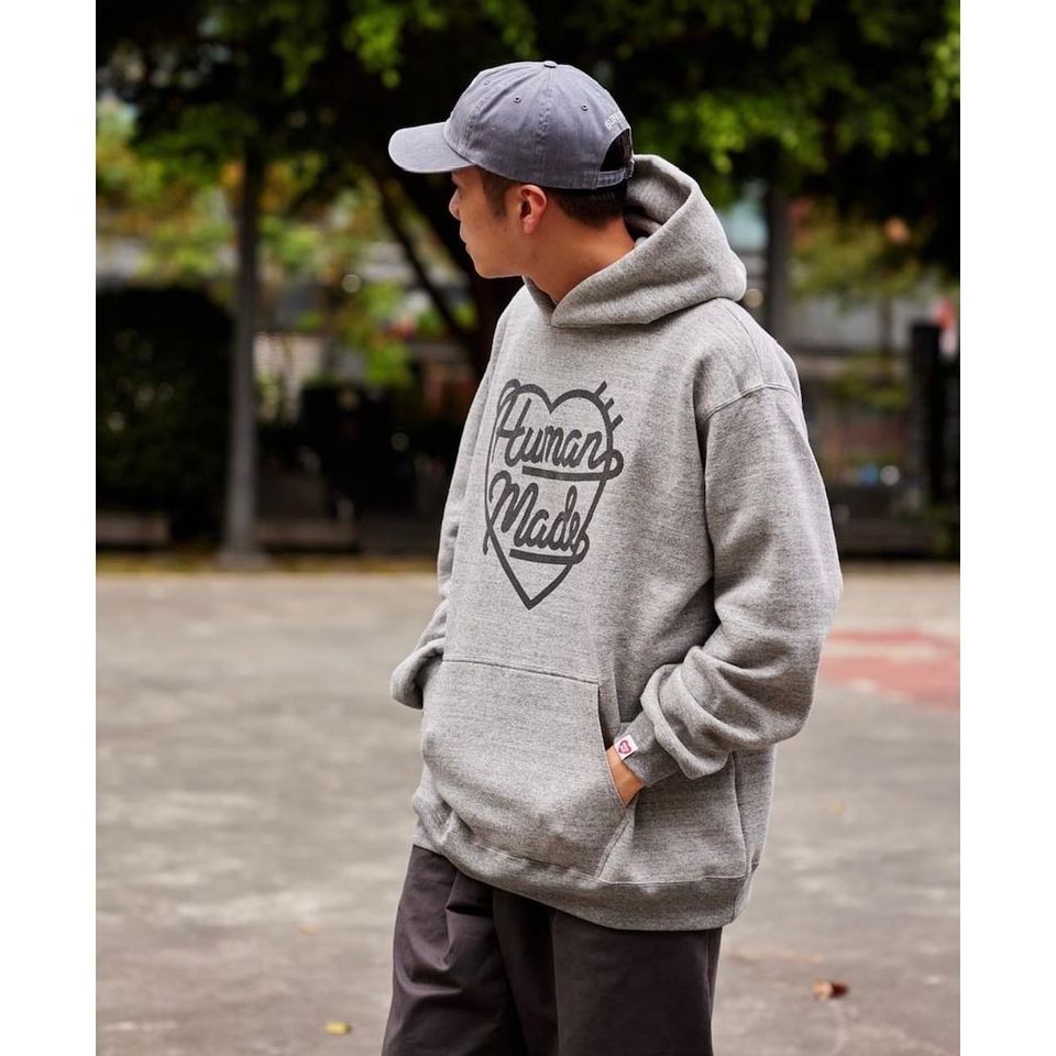 ストライプ デザイン/Striipe design HEART SWEAT HOODIE GRAY