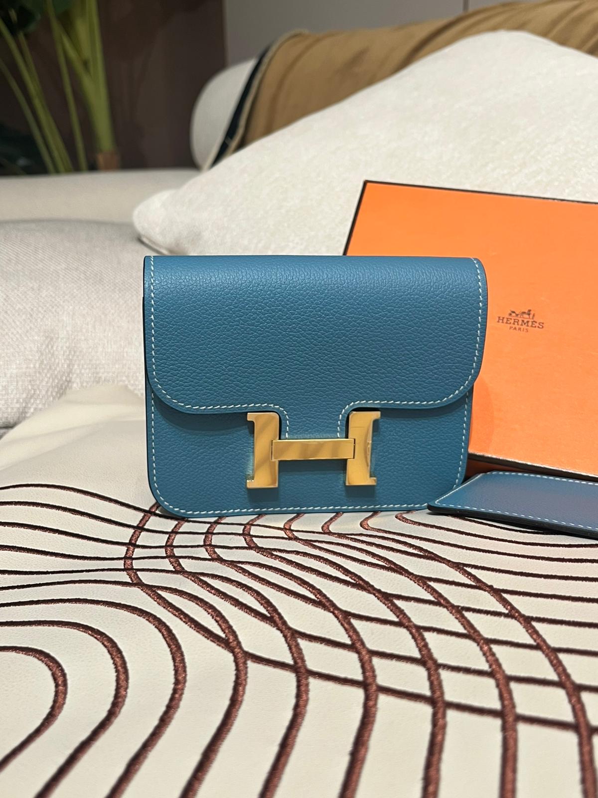 全新 Hermes constance slim wallet D2 Blue Jeans Evercolor Calfskin Wallet , 100%Authentic, 全新未使用品unused ✅box 