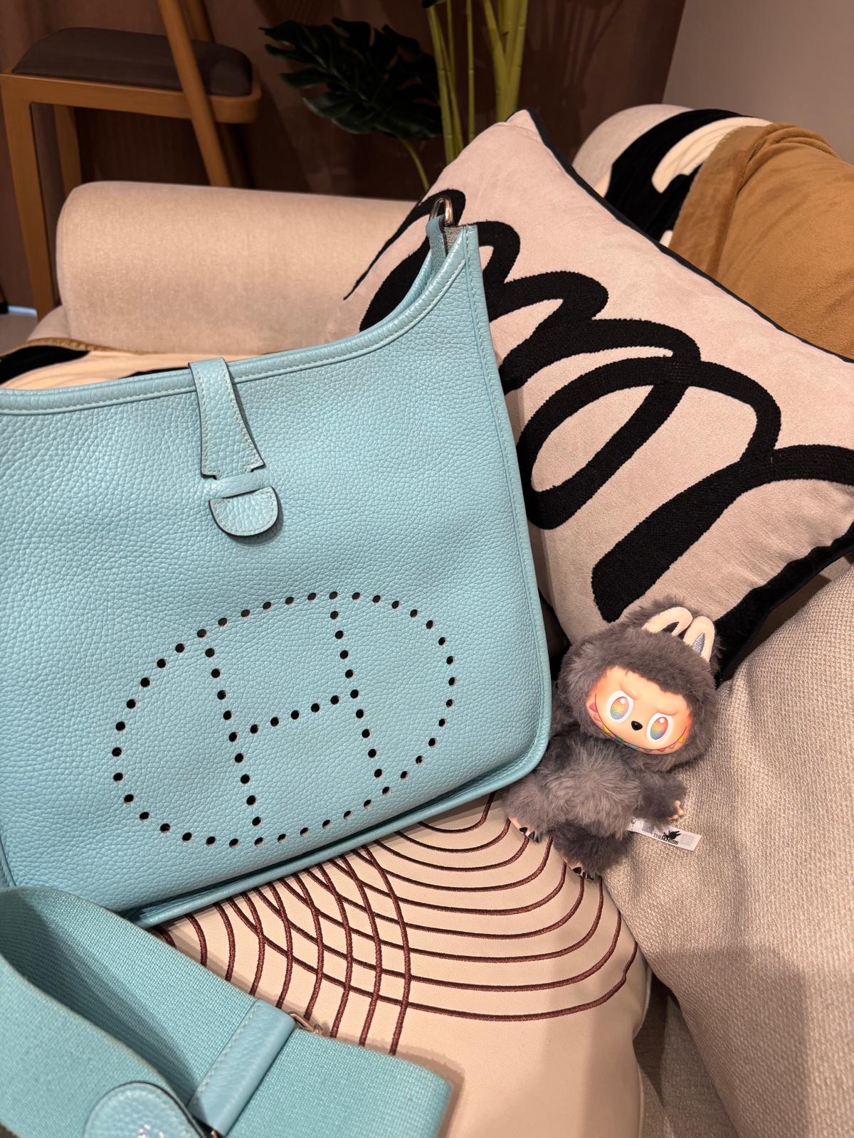 Hermes evelyne 29,STAMP T,blue atoll 100%Authentic ,95%new✅dust bag