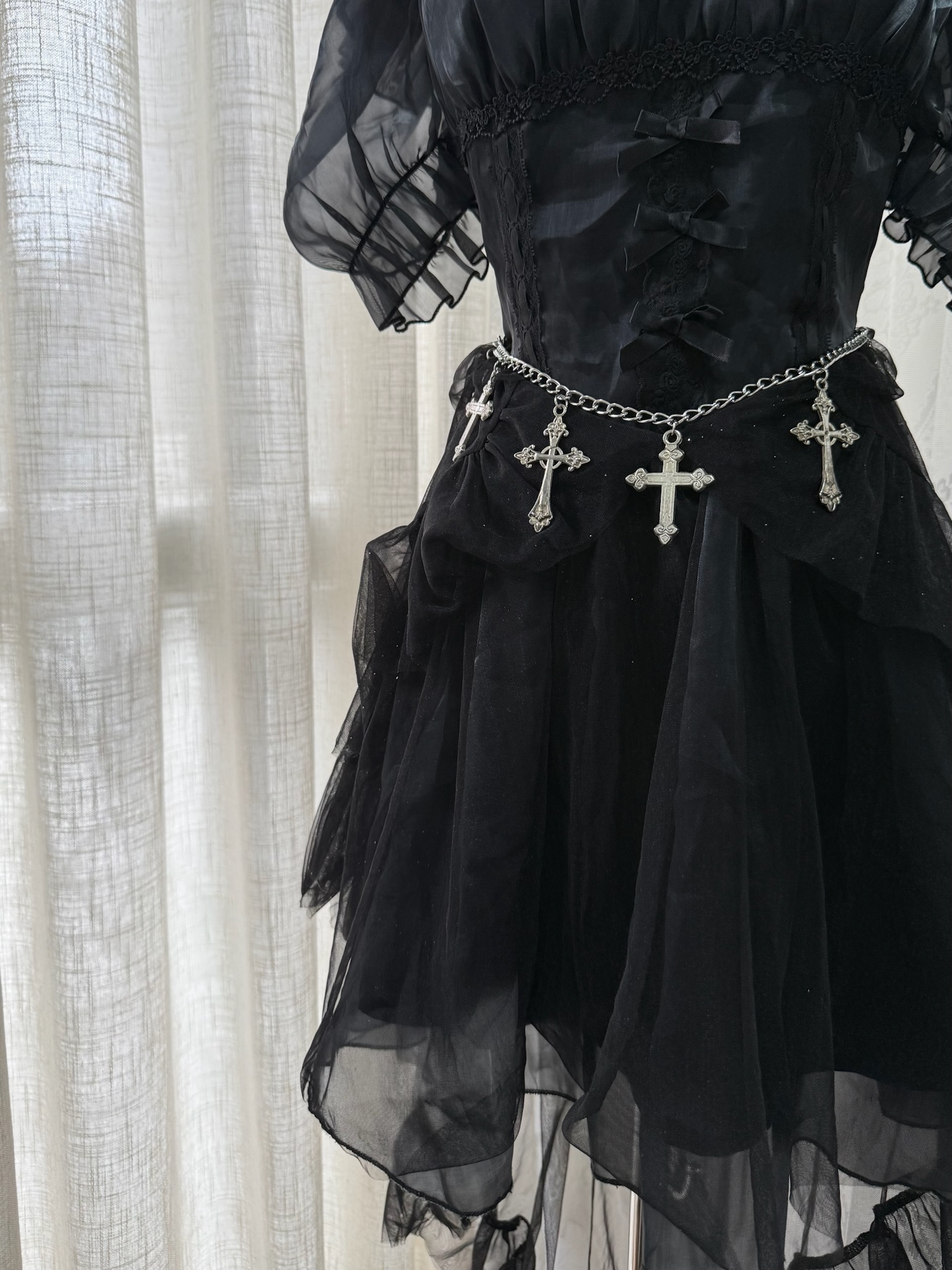 Punk Gothic Grace Halter Off-Shoulder Dress