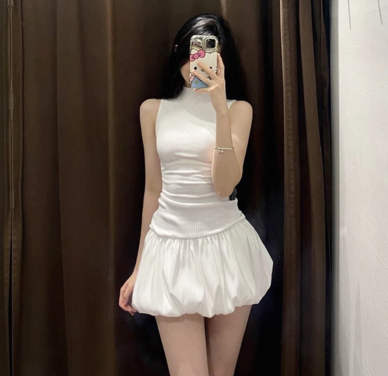 SK220段面泡泡蓬蓬短裙