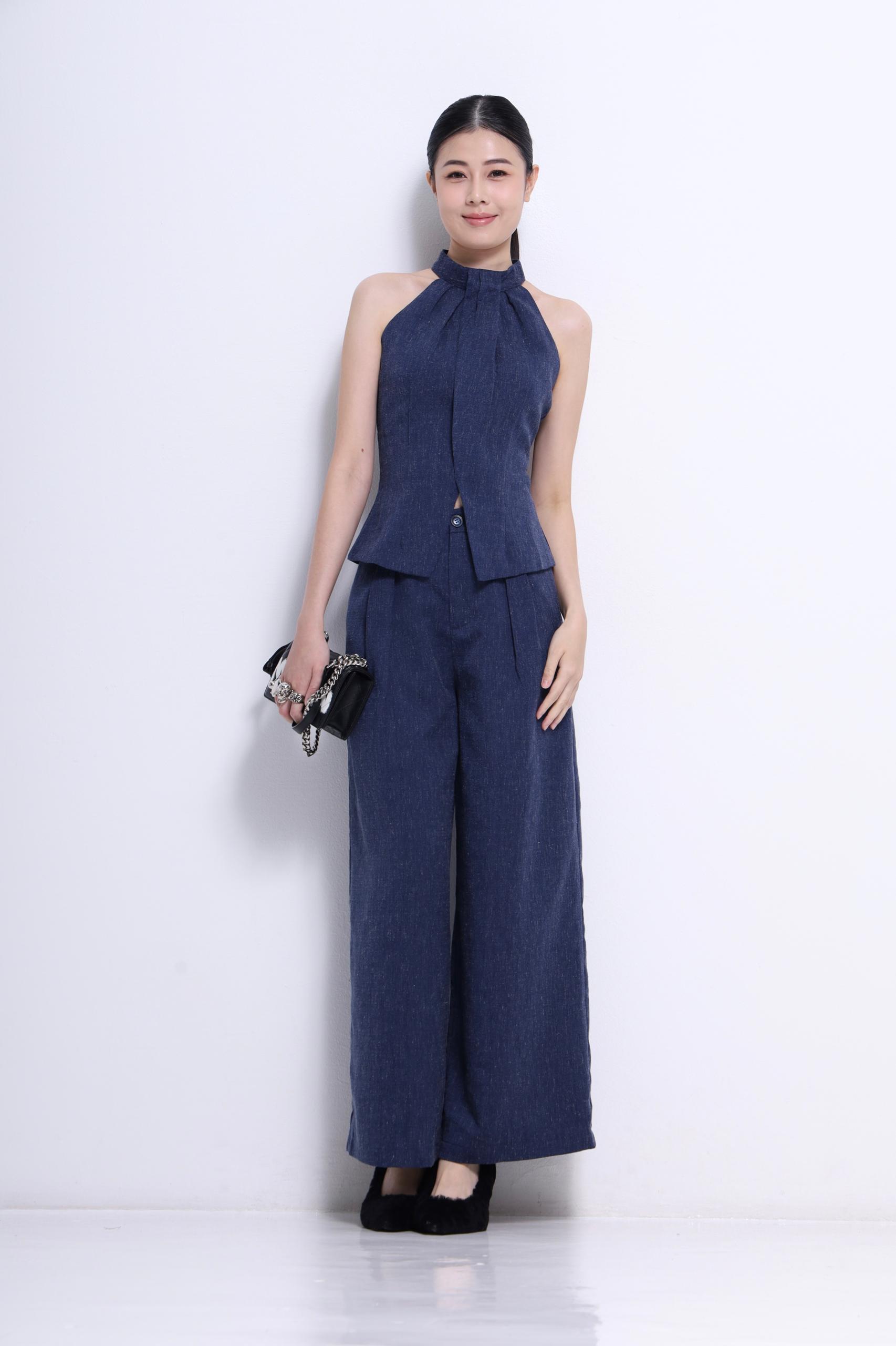 CP1642 LINEN BLEND STRAIGHT LEG TROUSER