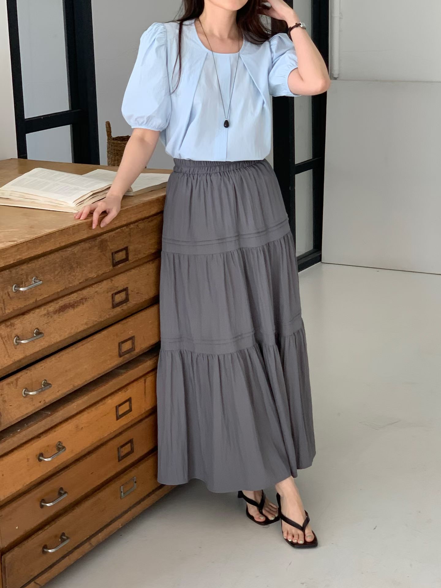 CT5 法式壓邊半截裙