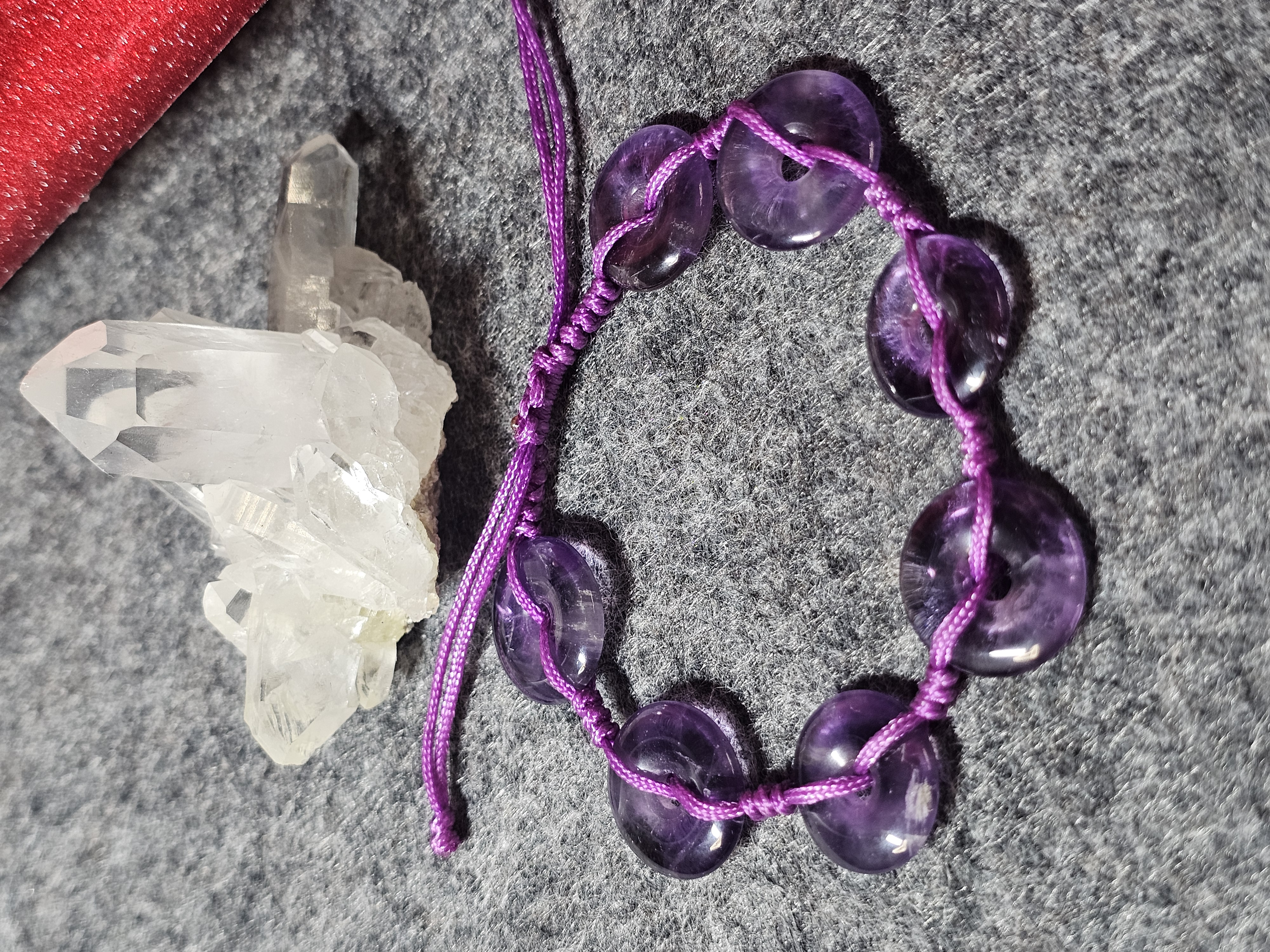 紫水晶平安扣織繩手鏈(7個)