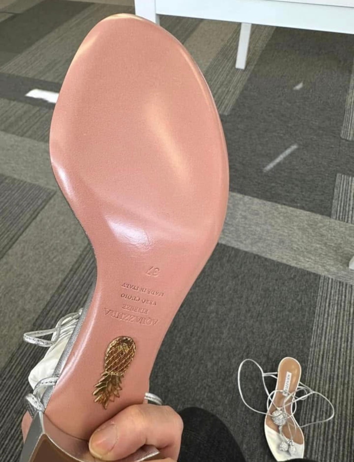 Aquazzura 銀色水晶涼鞋 37