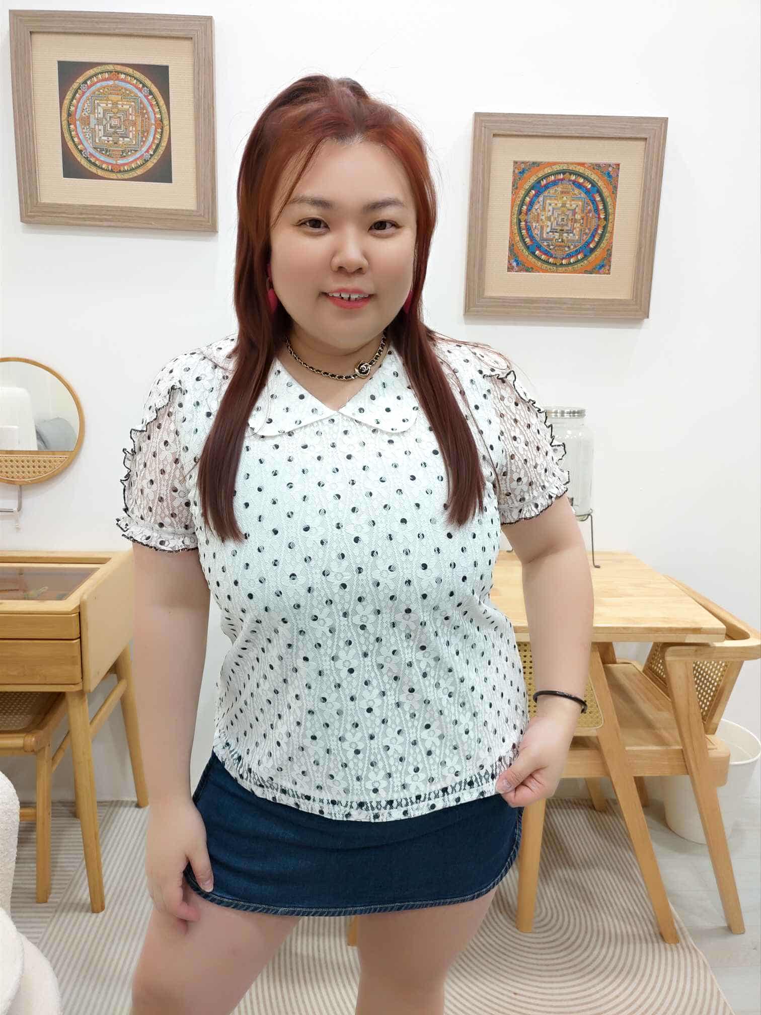 OTA20 BE#170830 波点雪纺袖娃娃领上衣