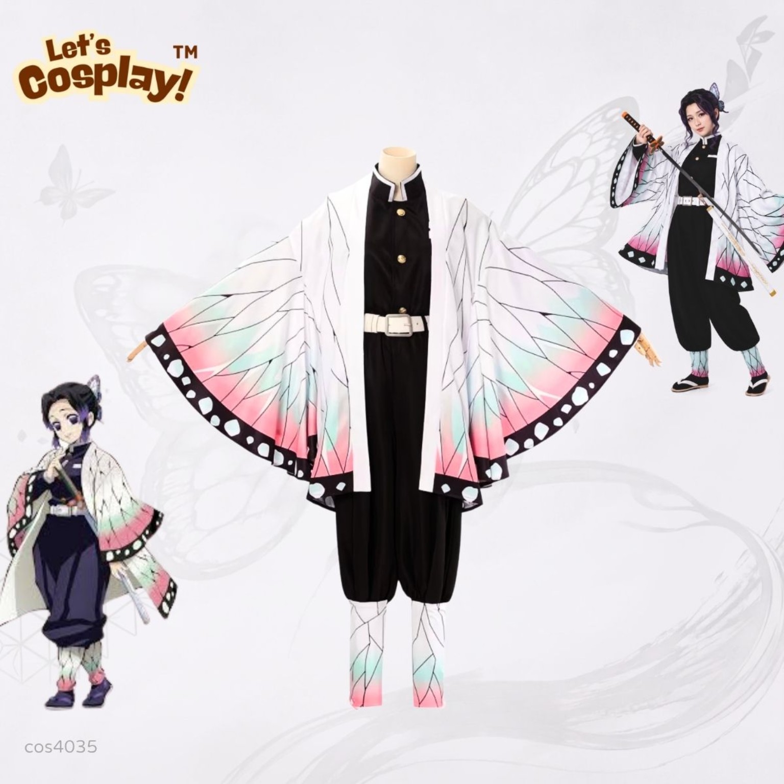 鬼滅之刃蝴蝶忍主題成人女裝Cosplay Costume 6件套 角色扮演服裝