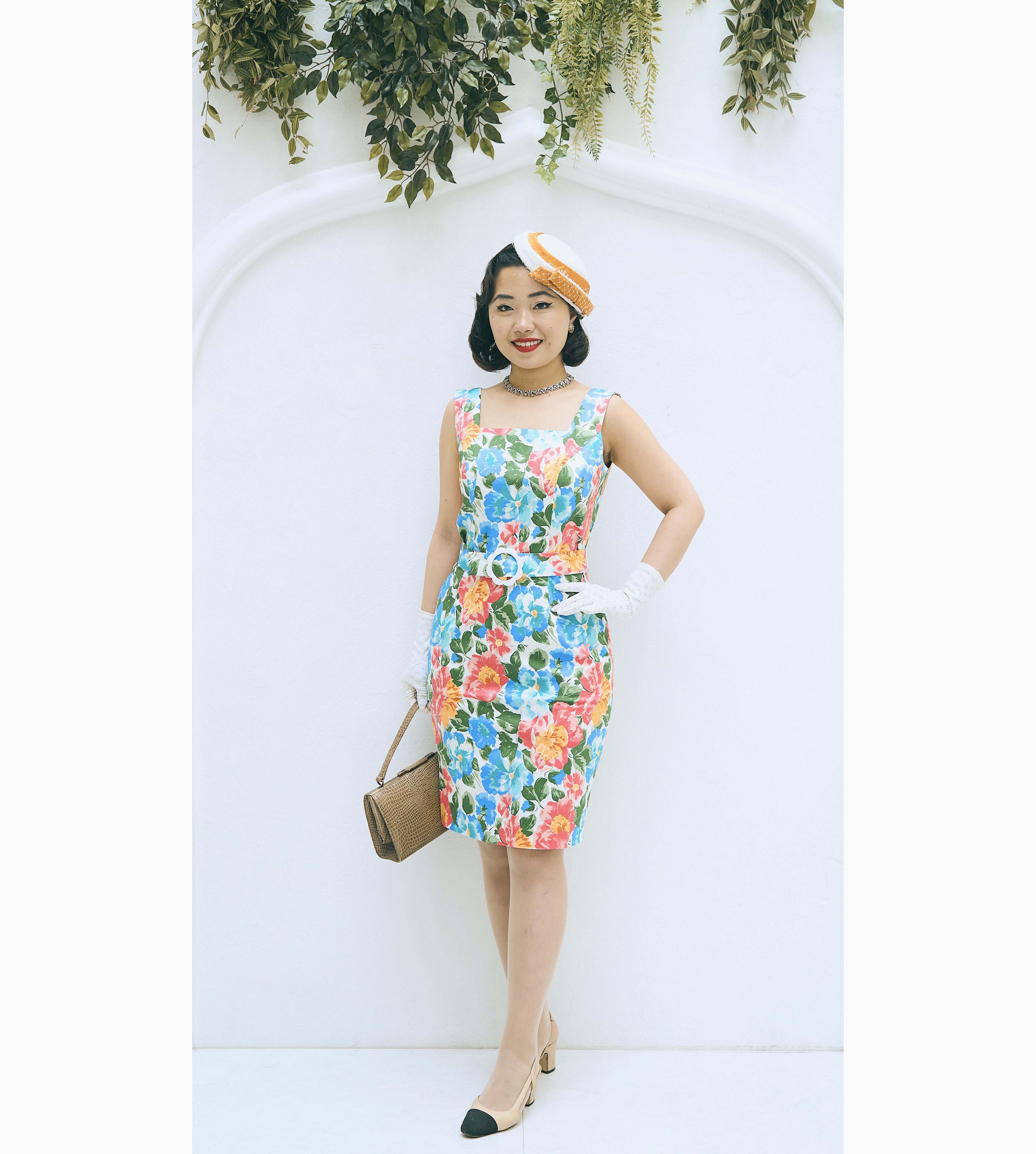 (Ready-Made) 1950s Style Square Neck Floral Summer Dress(FM182)
