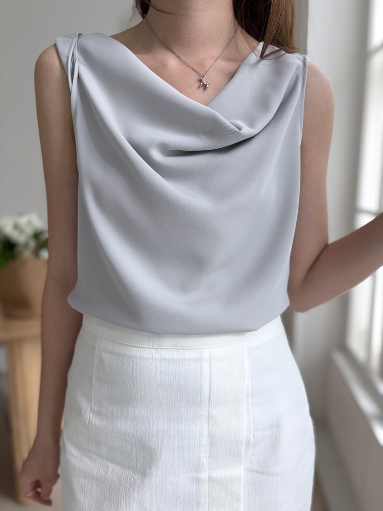 Twisted Strap Tank Top (Misty Blue)