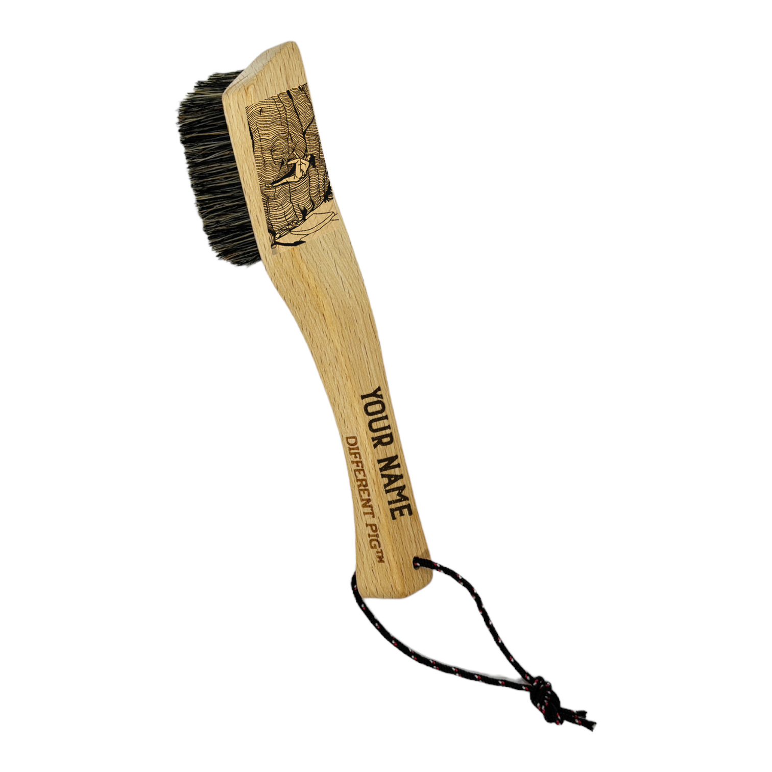 【來圖訂製】𝗗𝗜𝗙𝗙𝗘𝗥𝗘𝗡𝗧 𝗣𝗜𝗚™ OG brush with paracord fully customised by you 刻圖大豬攀岩掃