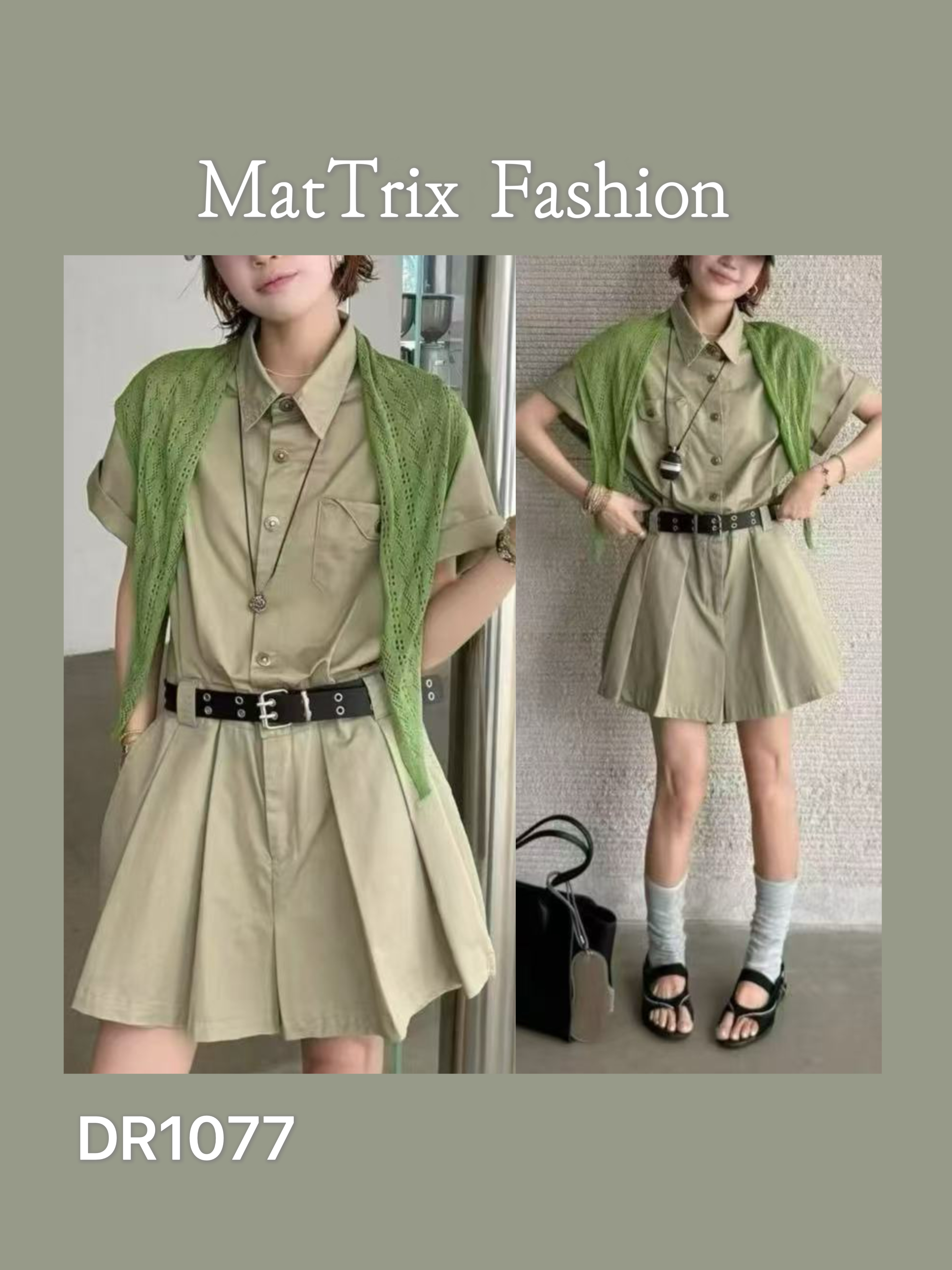 DR1077 Jumpsuit 裙褲+scarf set 原價$379