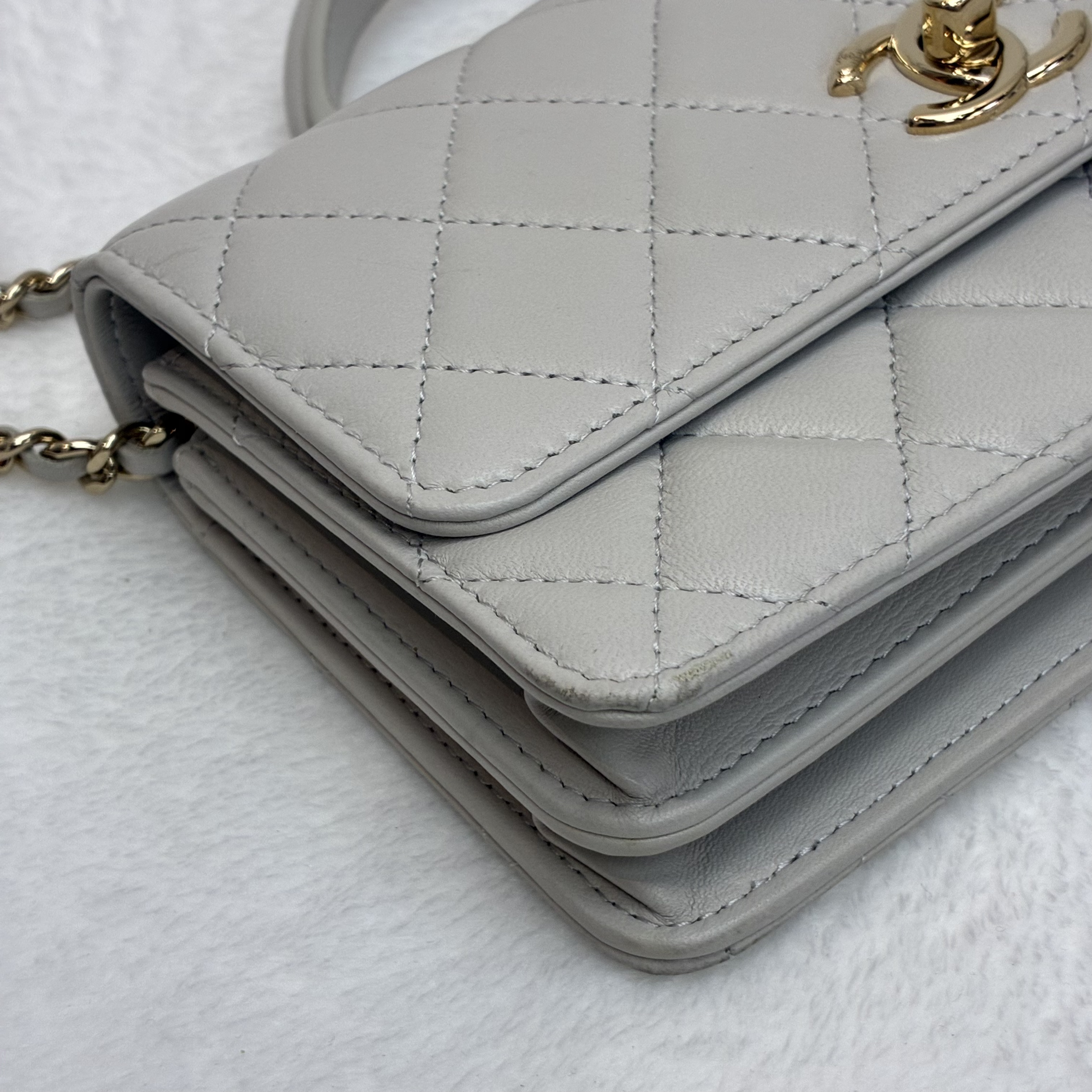 full set Chanel trendy cc 手柄woc 淺灰色羊皮 溫柔風🤍