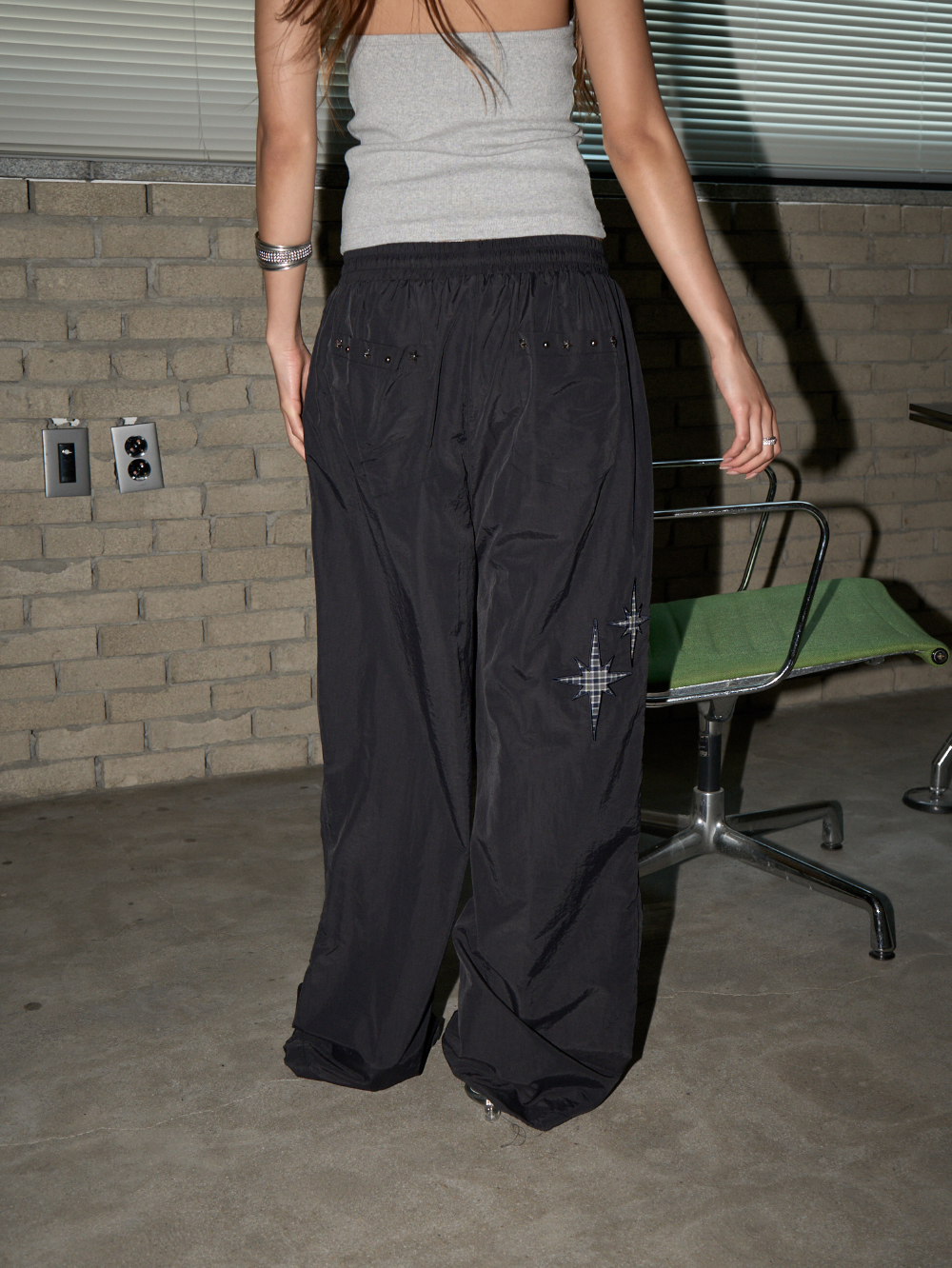 Star Embellished Nylon Pants