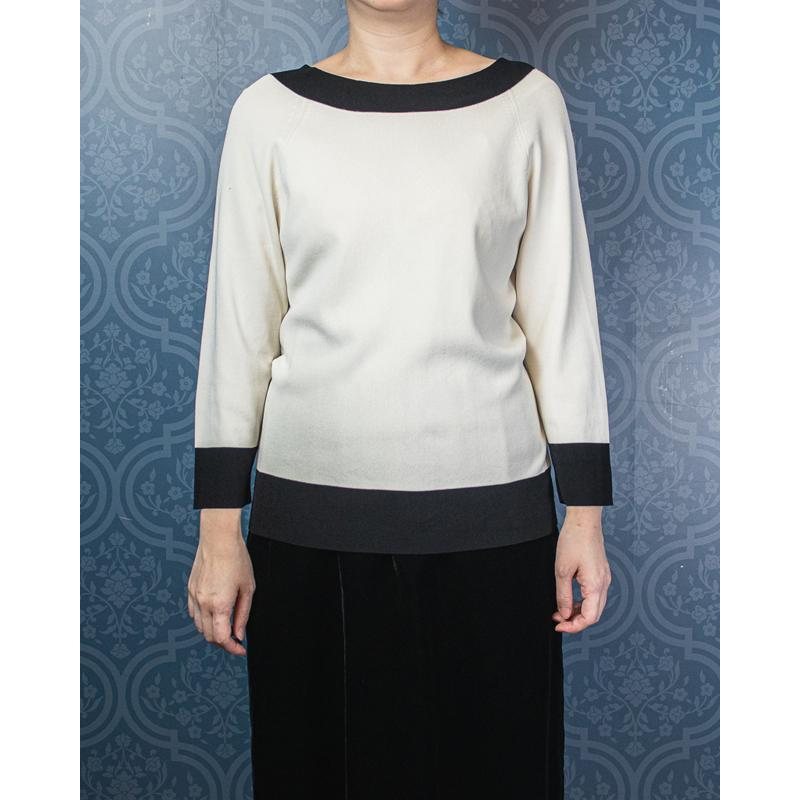 C.a. 1990s Classic Black and White Knitted Top - Size M/L
