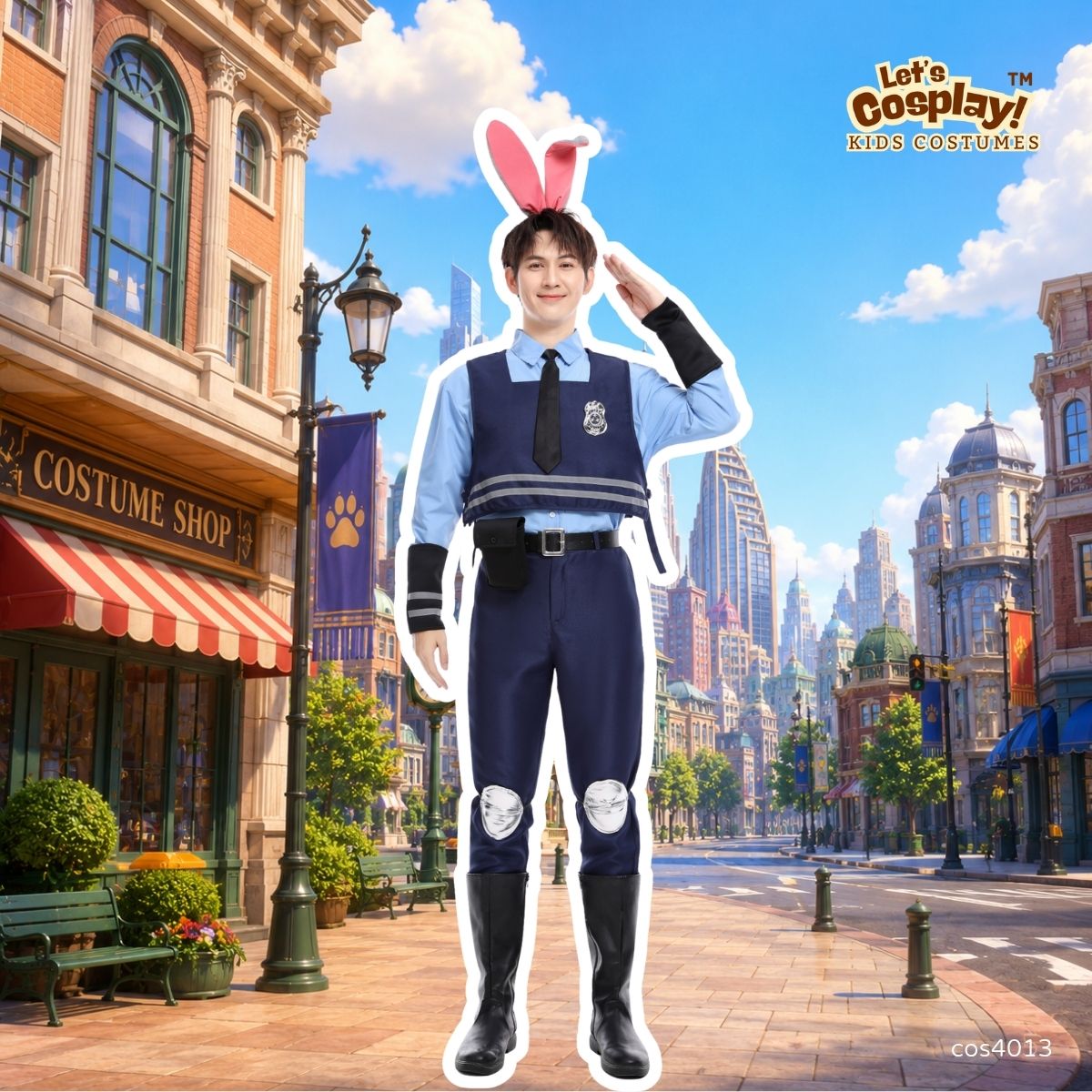 優獸大都會主題 男成人朱迪警察服裝｜萬聖節 Cosplay｜Halloween｜派對角色扮演服香港現貨 Lets Cosplay cos4013
