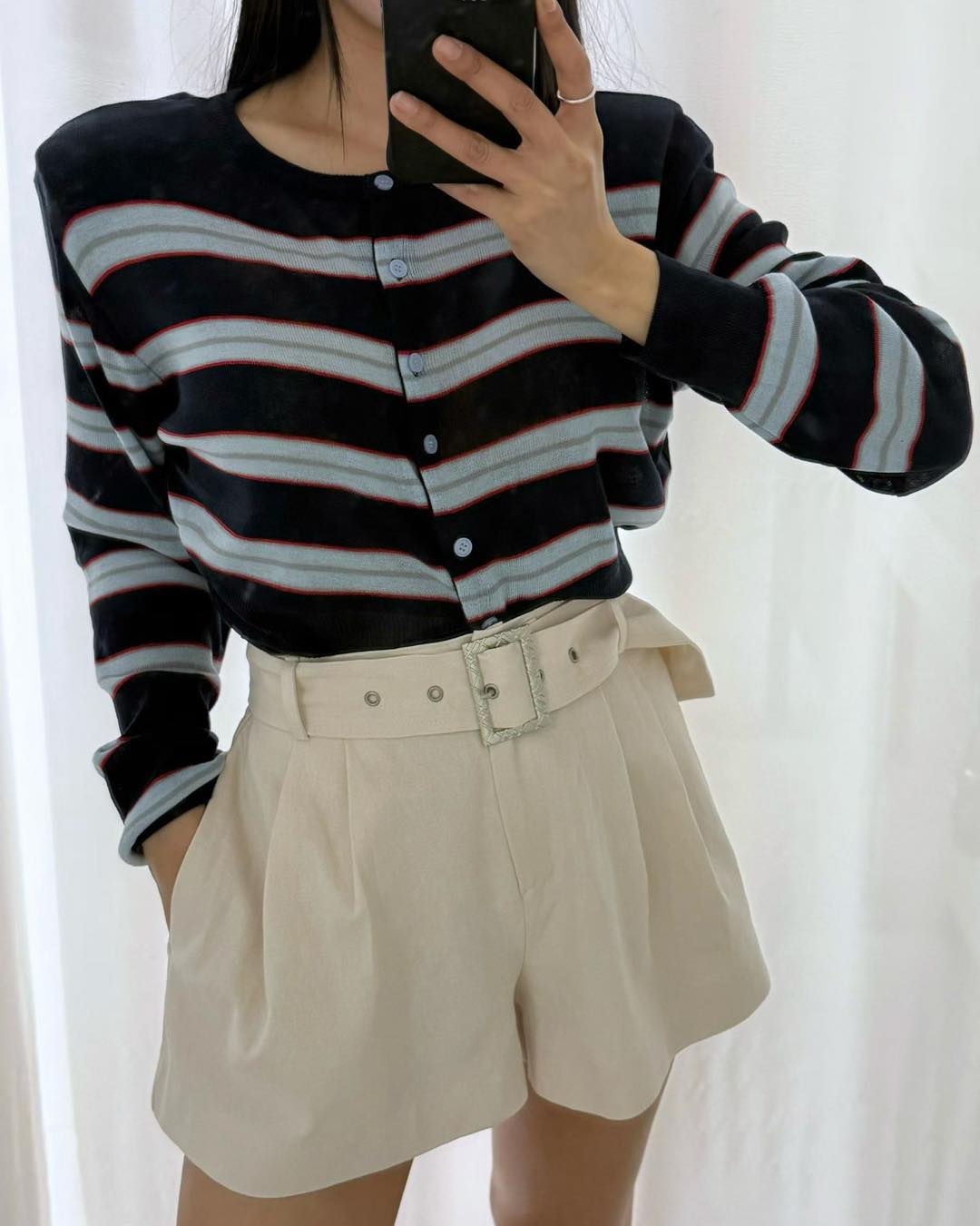 粗間短裝薄針織外套