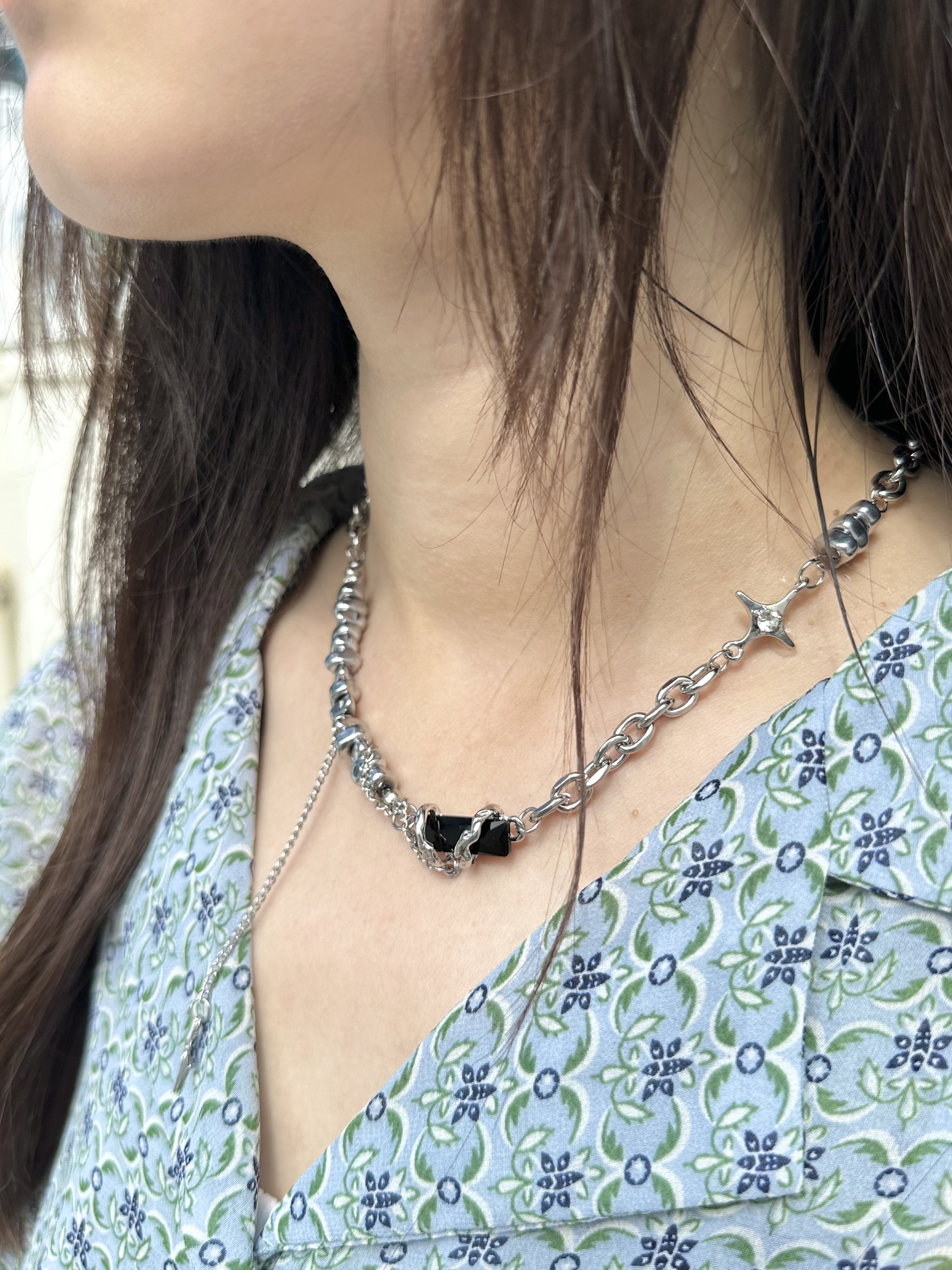 Silver rock star stainless necklace