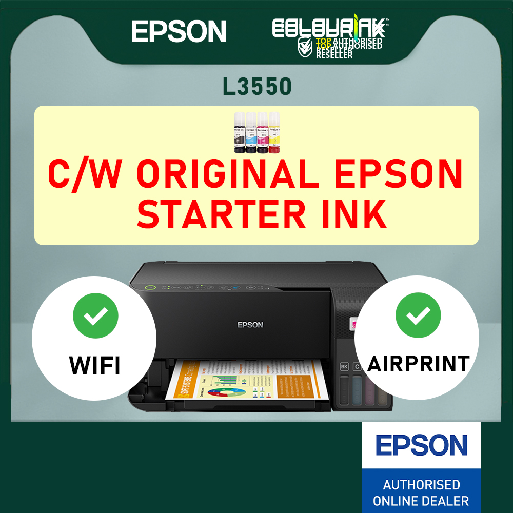 Epson L3350 L3550 A4 3-in-1 Refill Ink Tank Wi-Fi Printer with Original Ink Bottle similar T420w T520w L3150 G3020 L3156