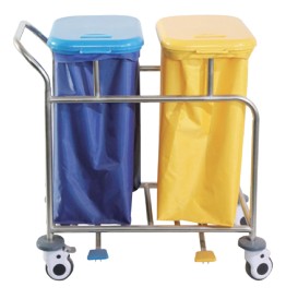 AD-W002-B Double Barrel Stainless Steel Hamper Stand (with cover) 雙桶有蓋不銹鋼污衣車 (For inquiry only 此產品需報價)