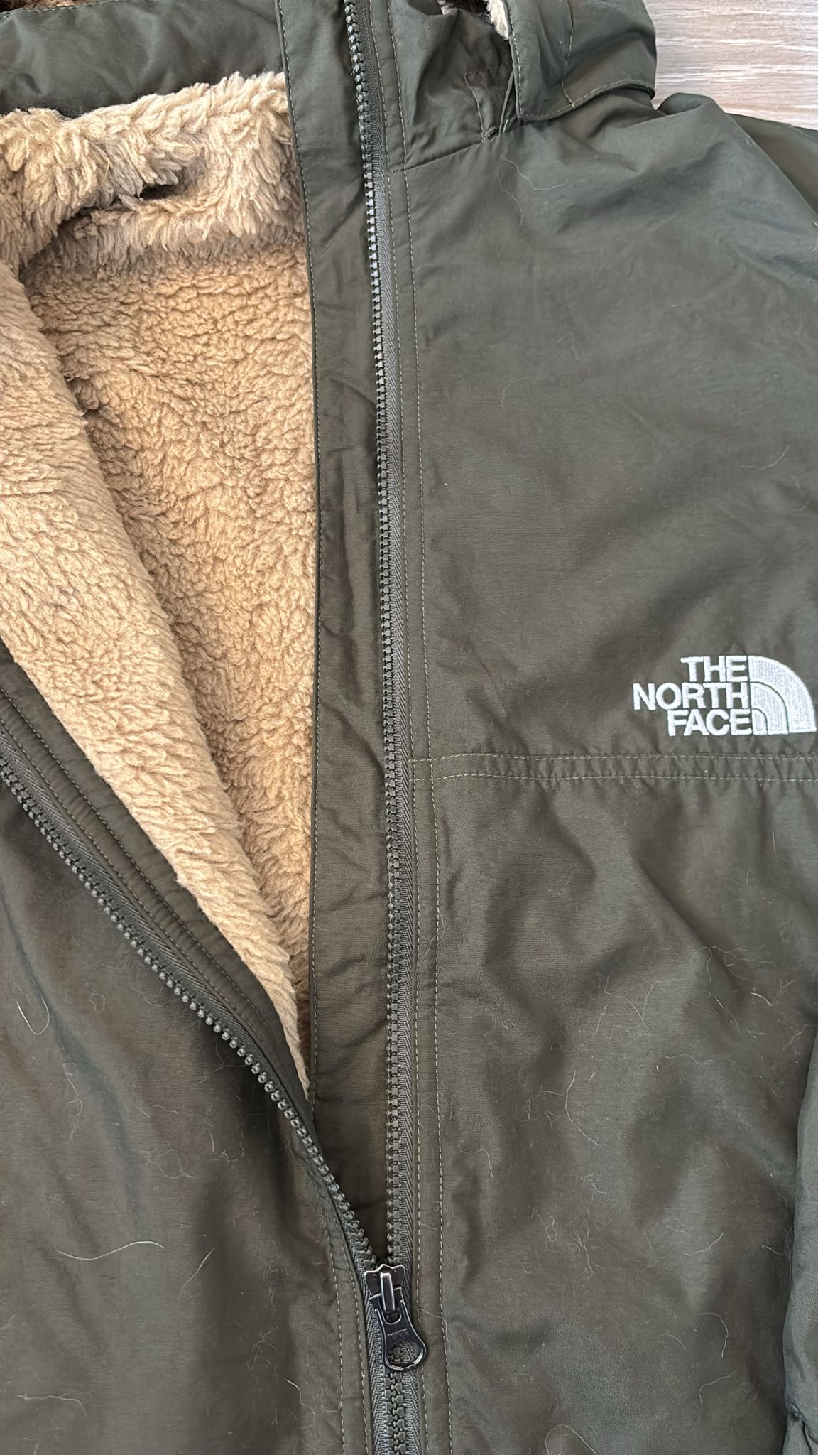 現貨 The North Face 毛毛底軍綠色外套