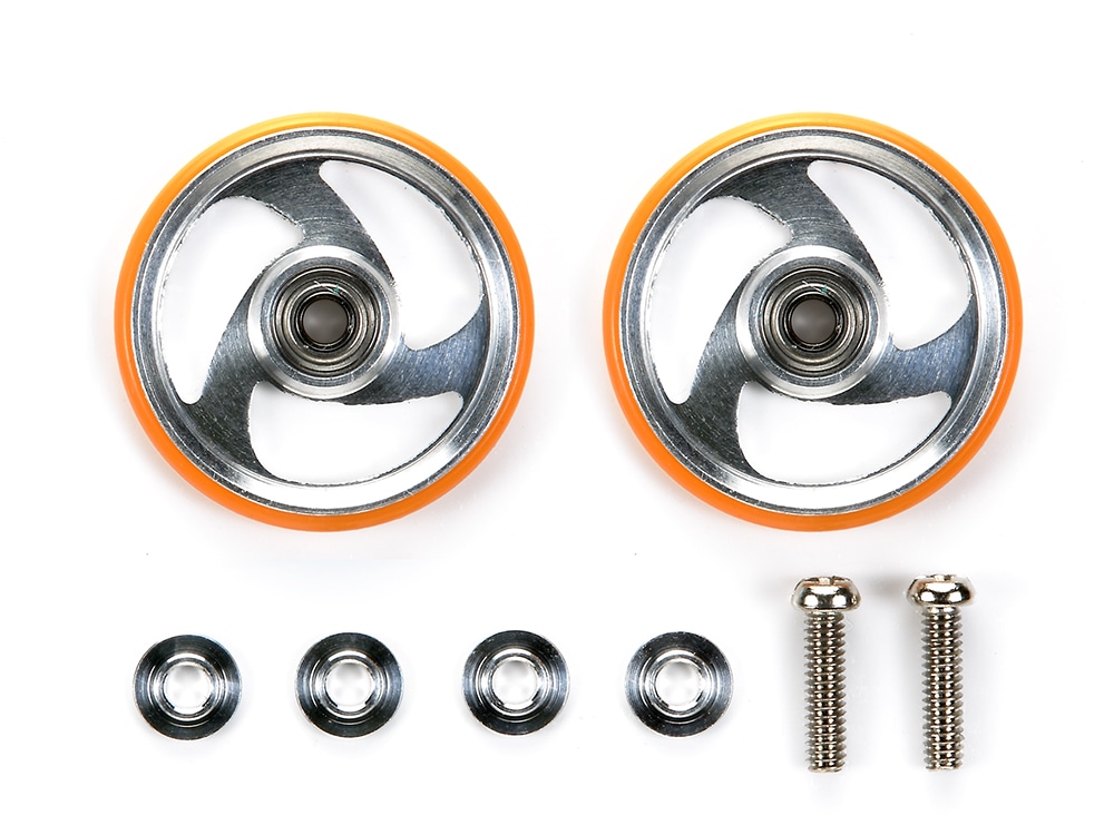 19mm ALUMINUM ROLLERS w/PLASTIC RINGS (ORANGE)