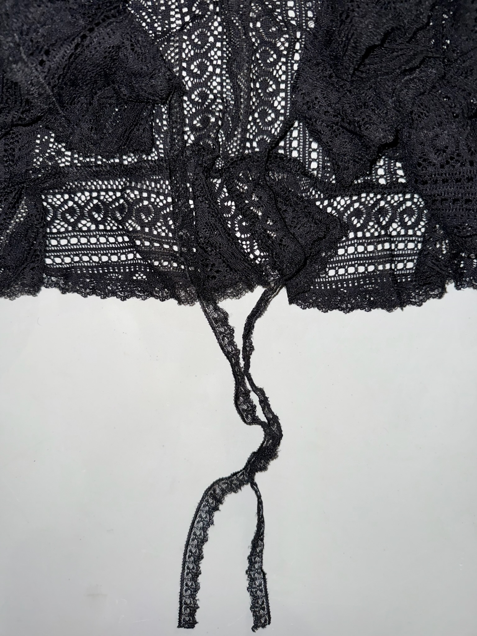 Black Sheer Lace Statement Bow Cable-Knit Set | Free Bow