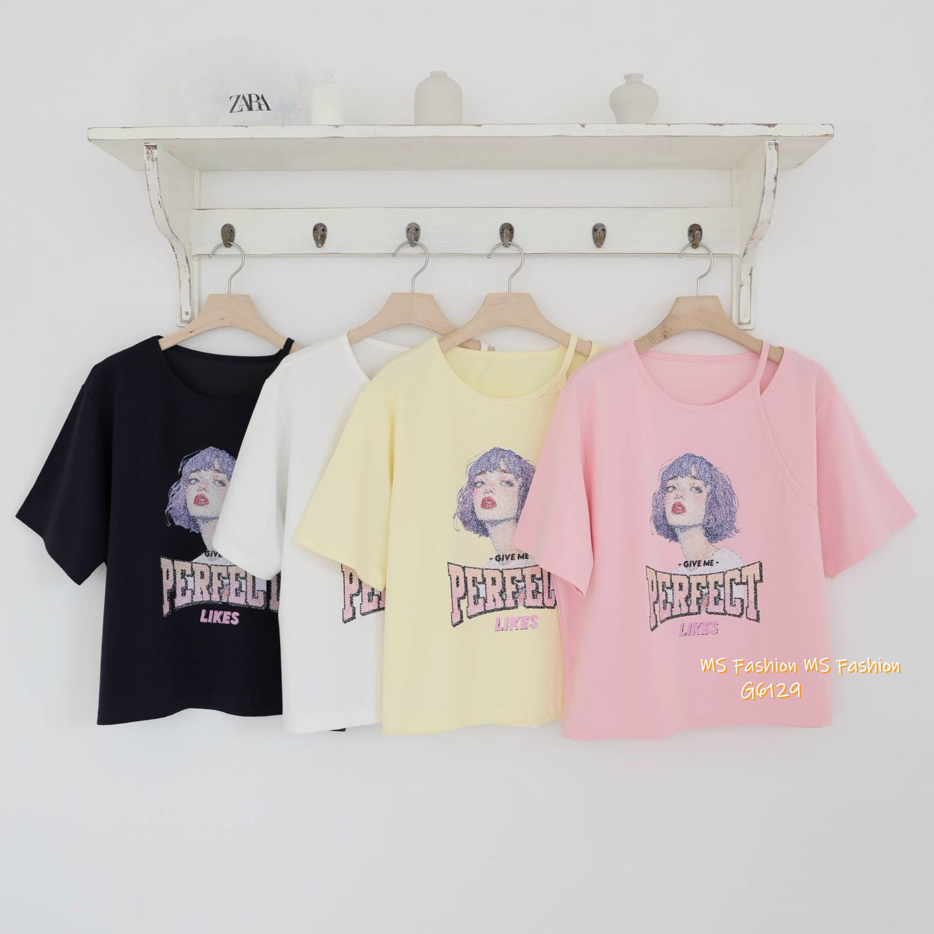 G6129 韓國🇰🇷型格小露肩女仔頭top