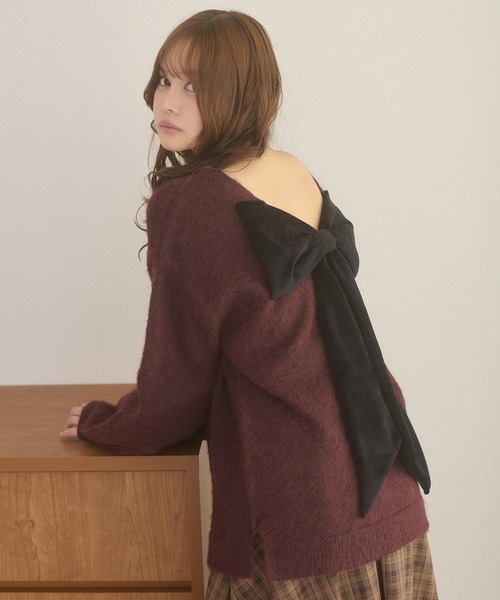 大蝴蝶結後背針織冷衫