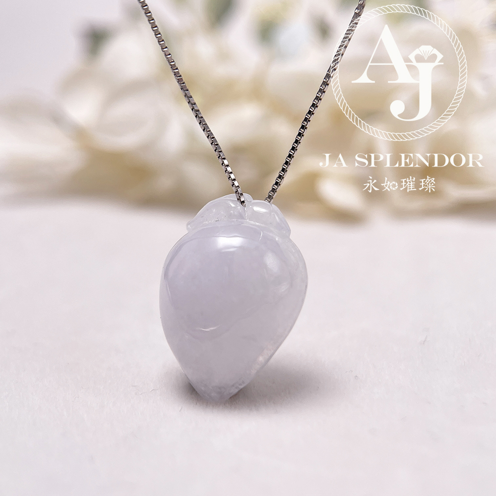 JN-628 天然翡翠A玉 冰潤淡紫白色壽桃吊墜