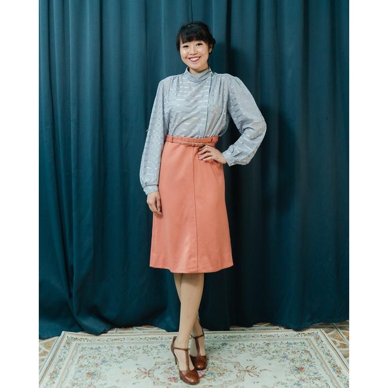 C.a. 1980s Koret of California Peach Pink Skirt with Original Belt - Waist up to 29"(MT1507)