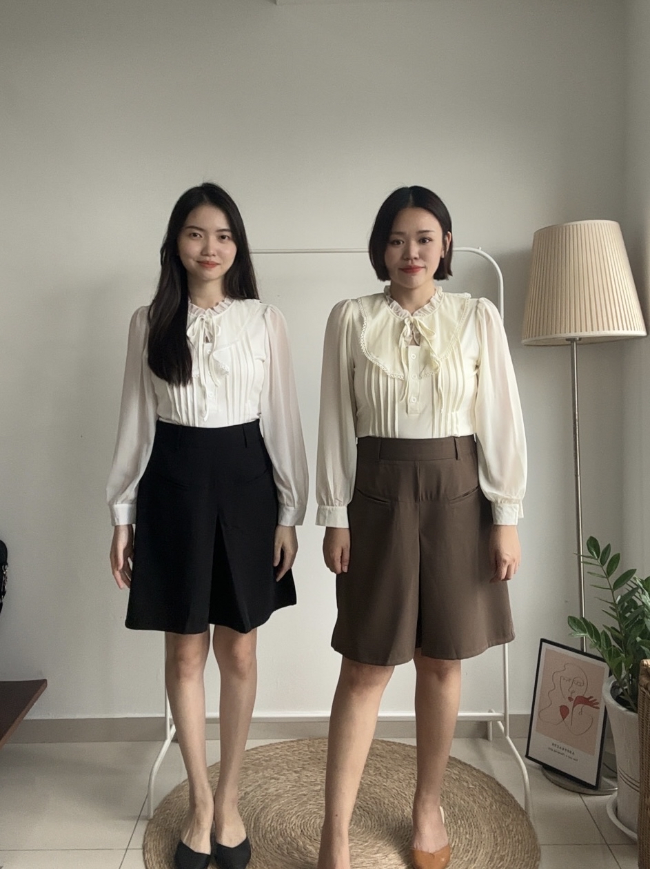 T4137 Bow-tie Ruffle Collar Blouse - 3 Colors 